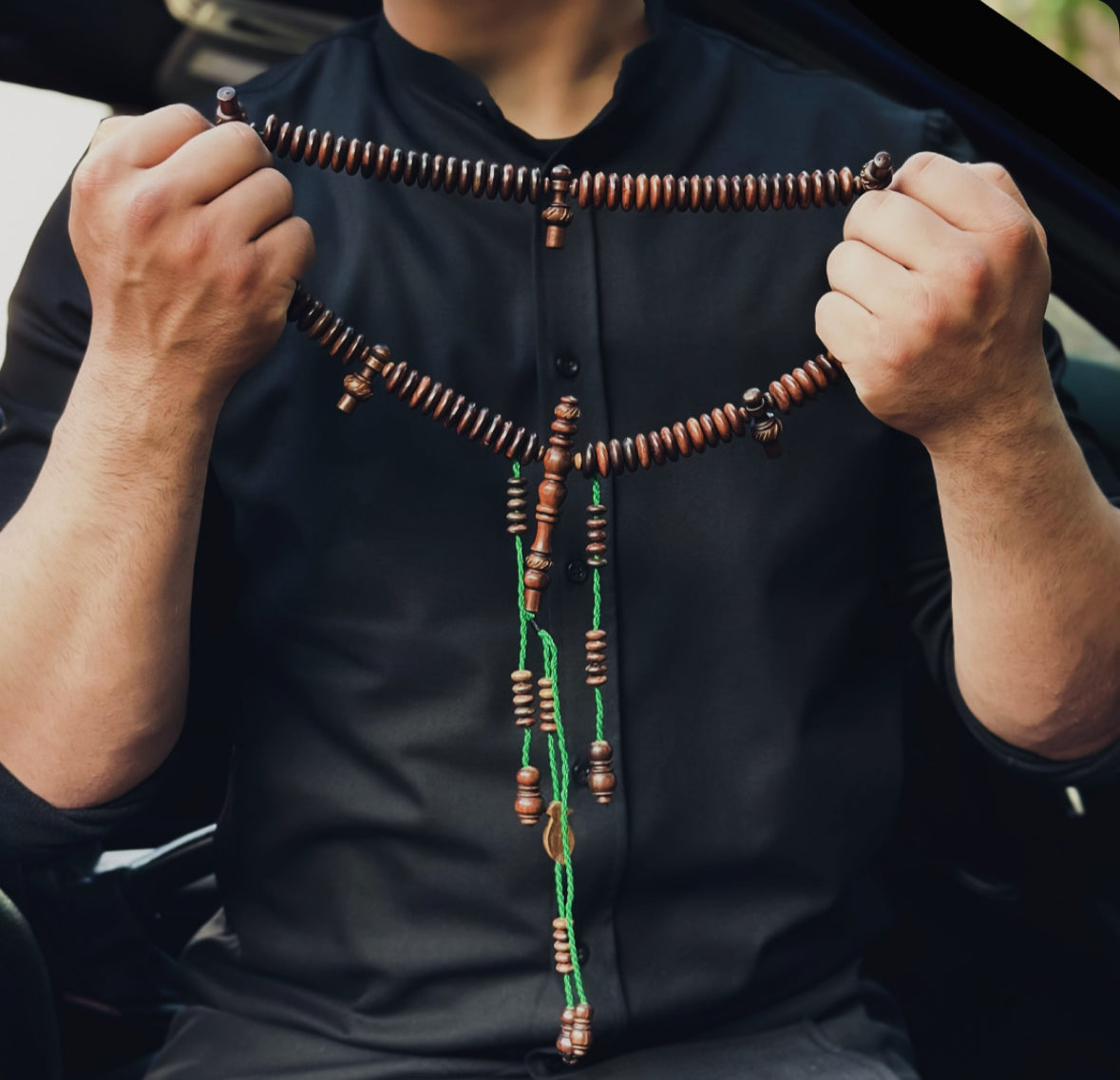 Pure Oud Agarwood Rumi Engraved Model Darqawi Tasbih (L)