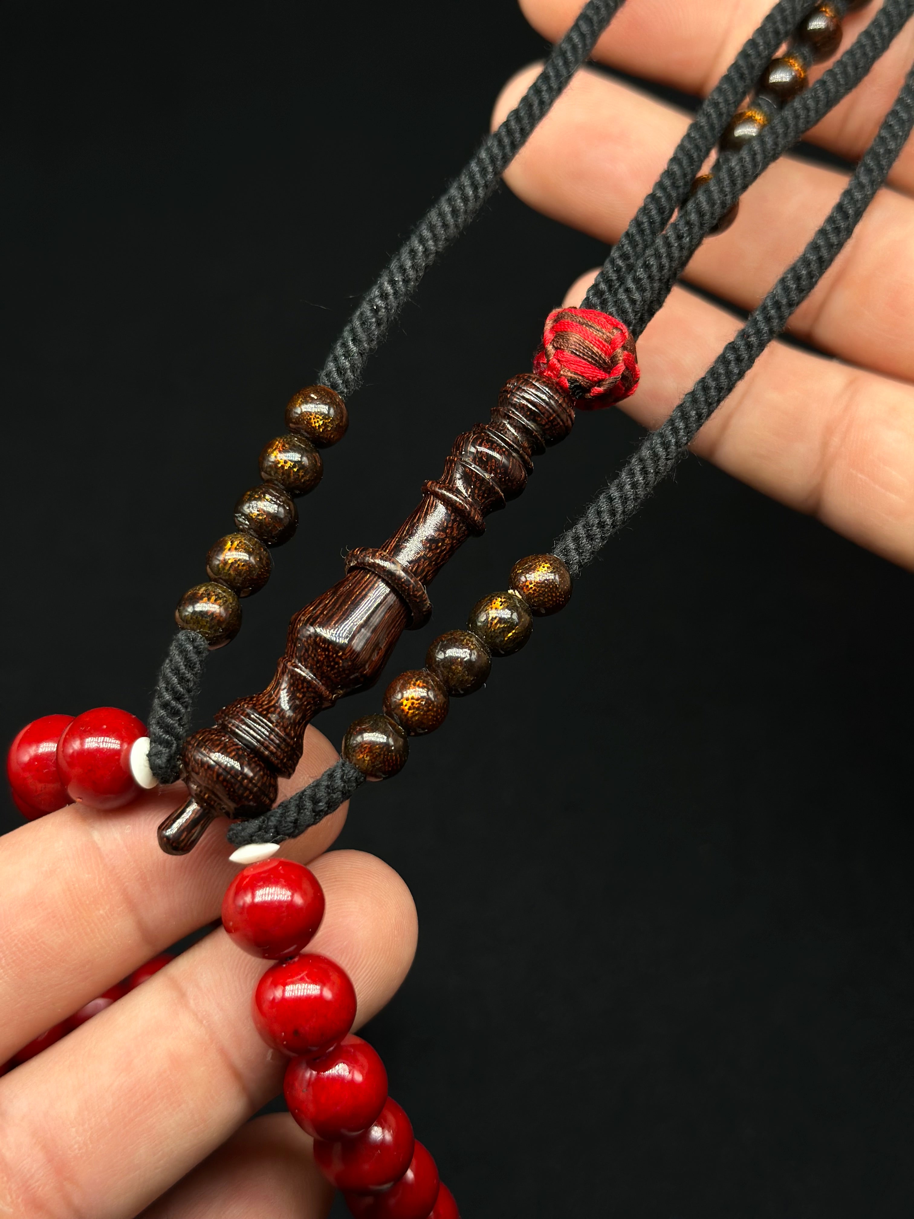 Red Marjan x Tamarind x Gold Yusr Tasbih (XL)