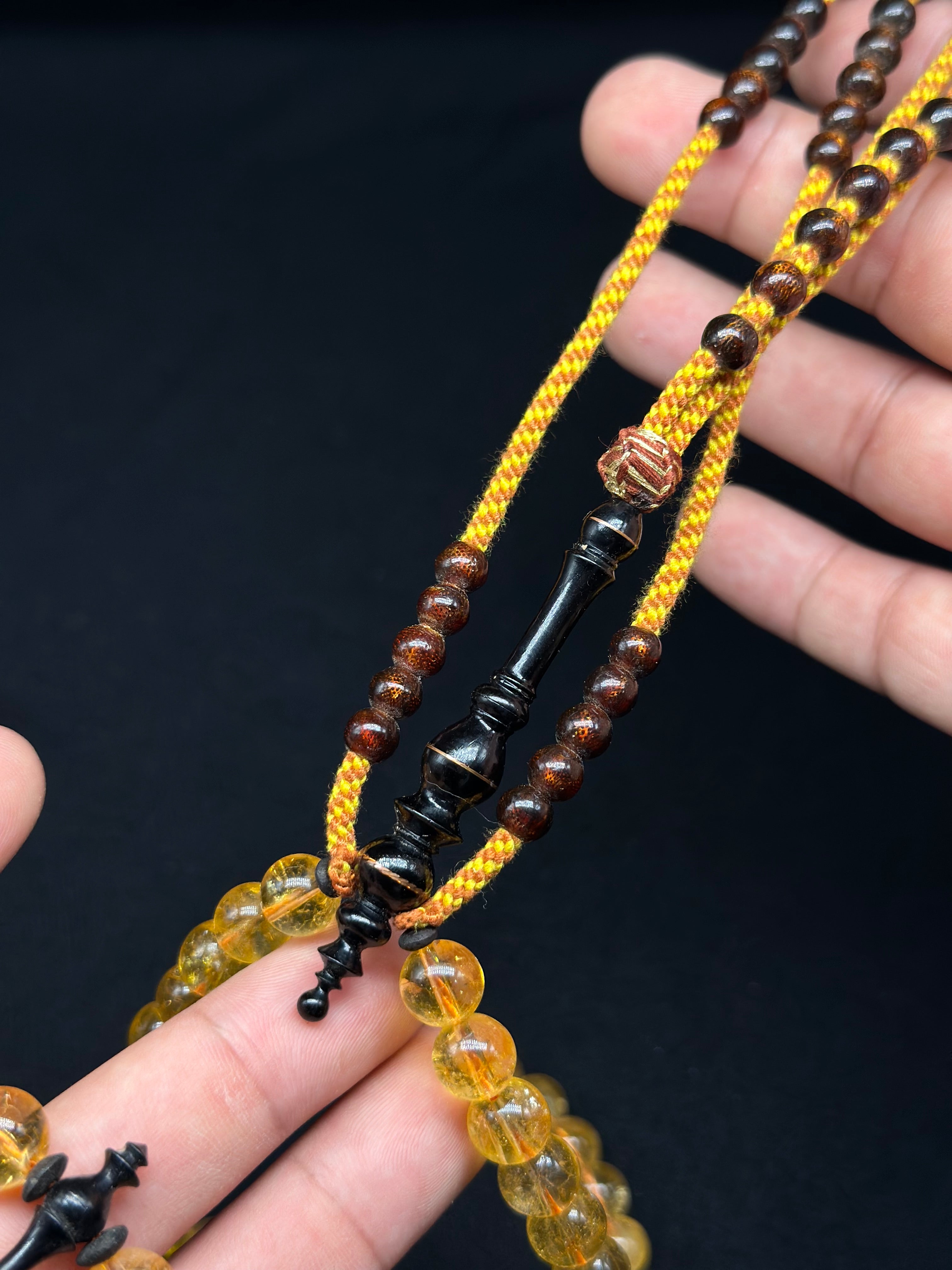 Citrine x Ebony x Gold Yusr Tasbih (L)