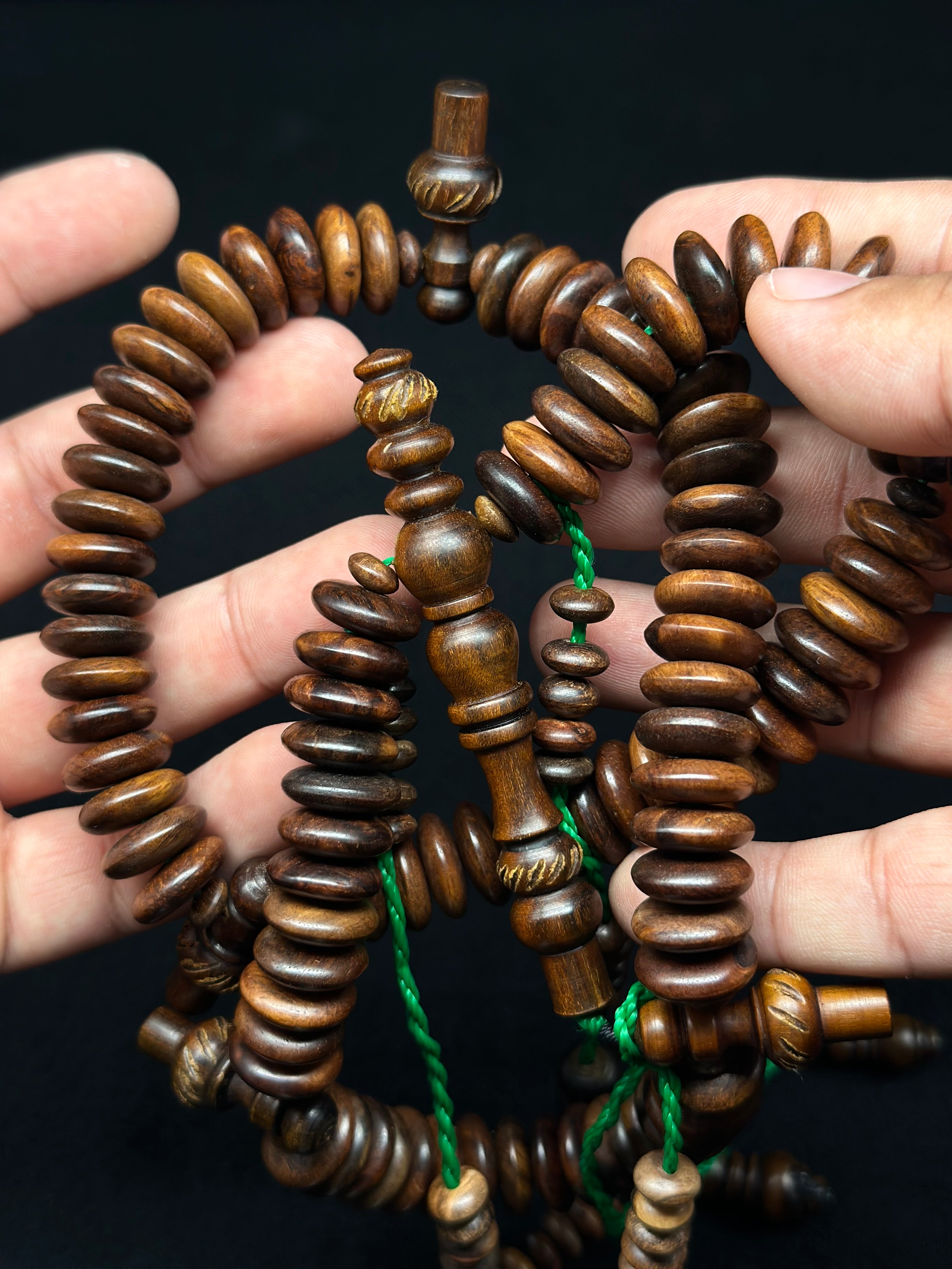 Pure Oud Agarwood Rumi Engraved Model Darqawi Tasbih (L)
