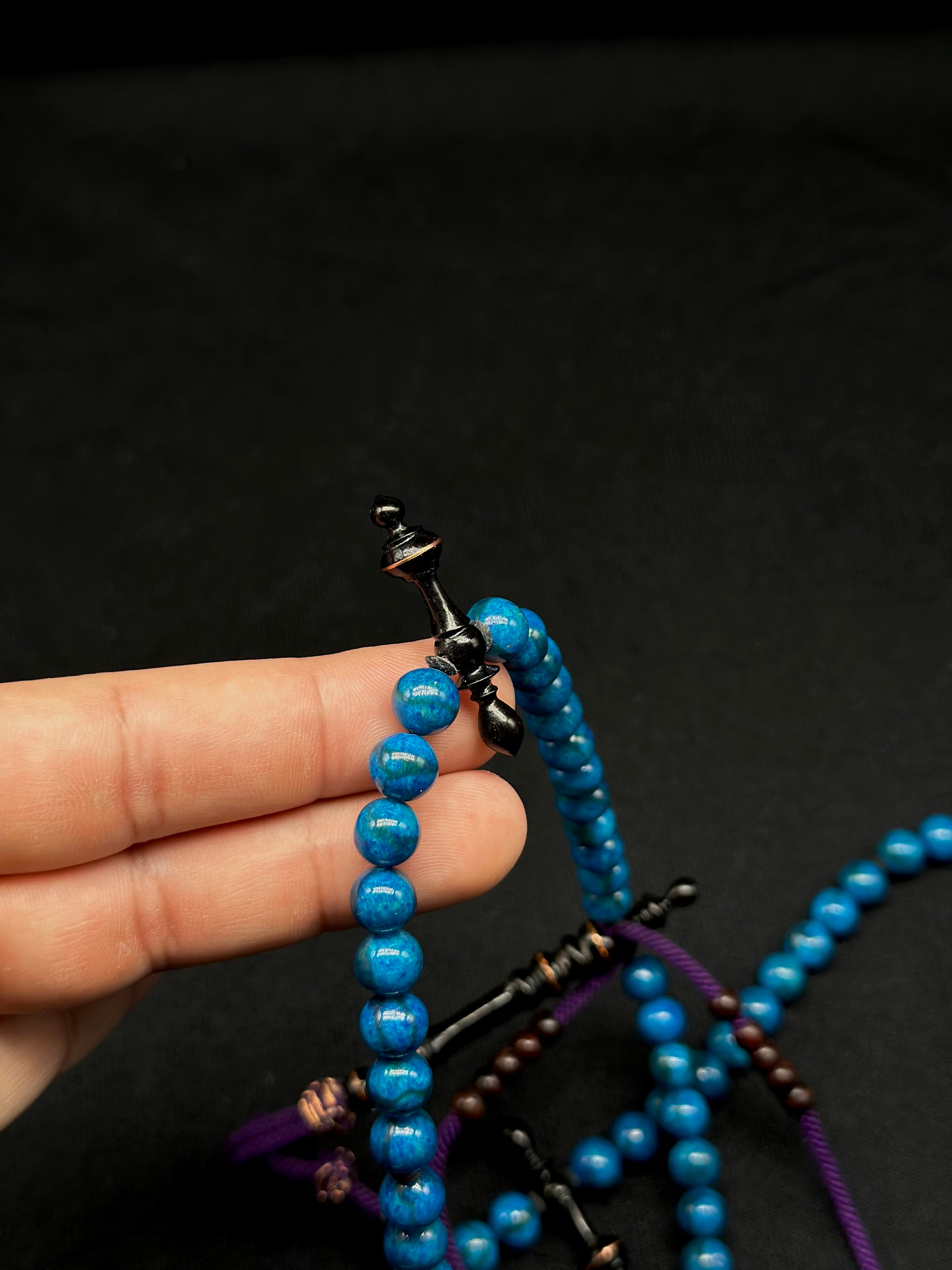 Blue Marjan x Ebony Tasbih With Prophetic Sandal