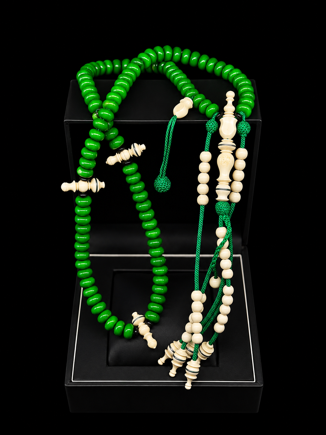 Green Marjan x Cow Bone Tasbih