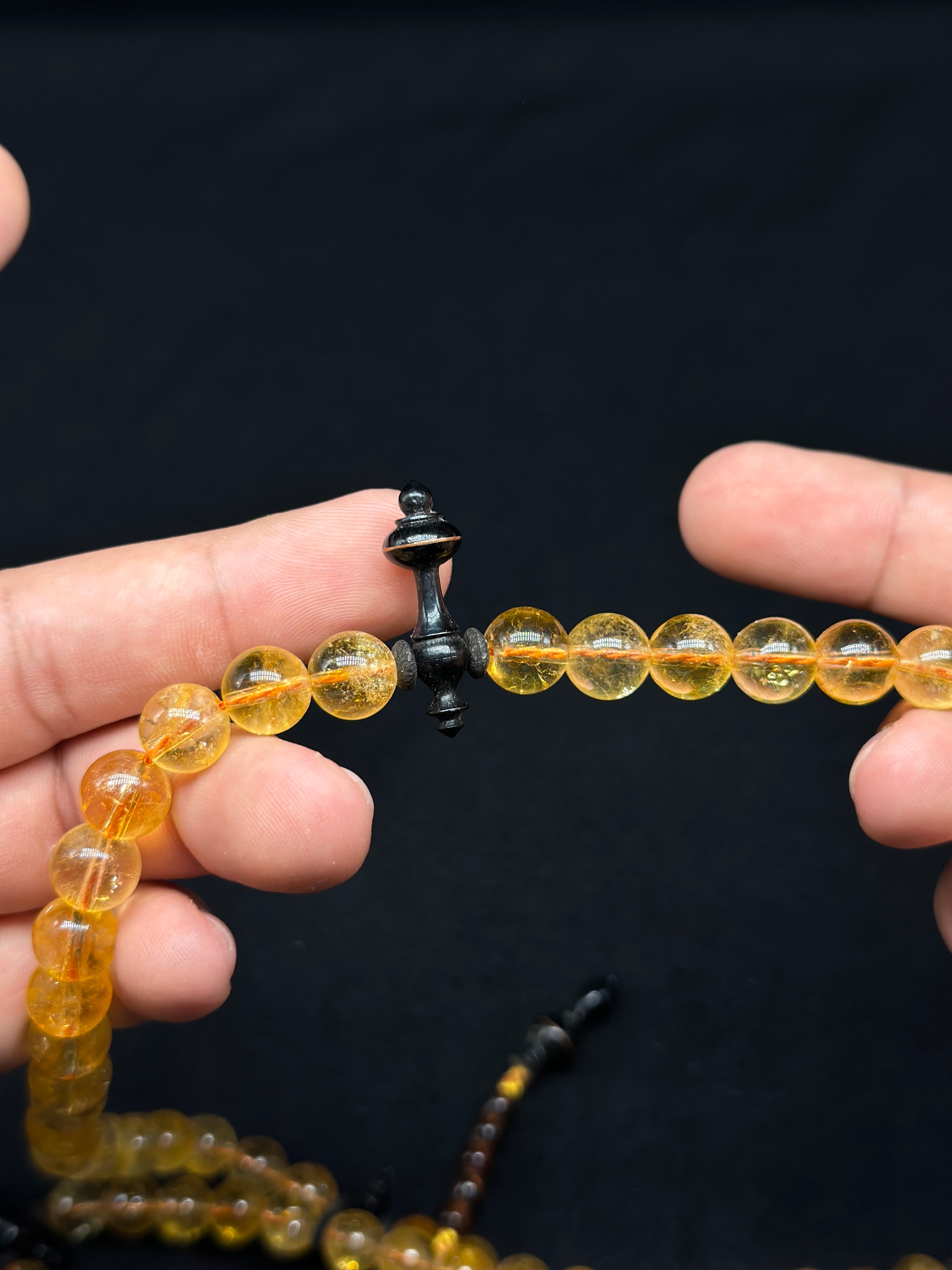 Citrine x Ebony x Gold Yusr Tasbih (L)