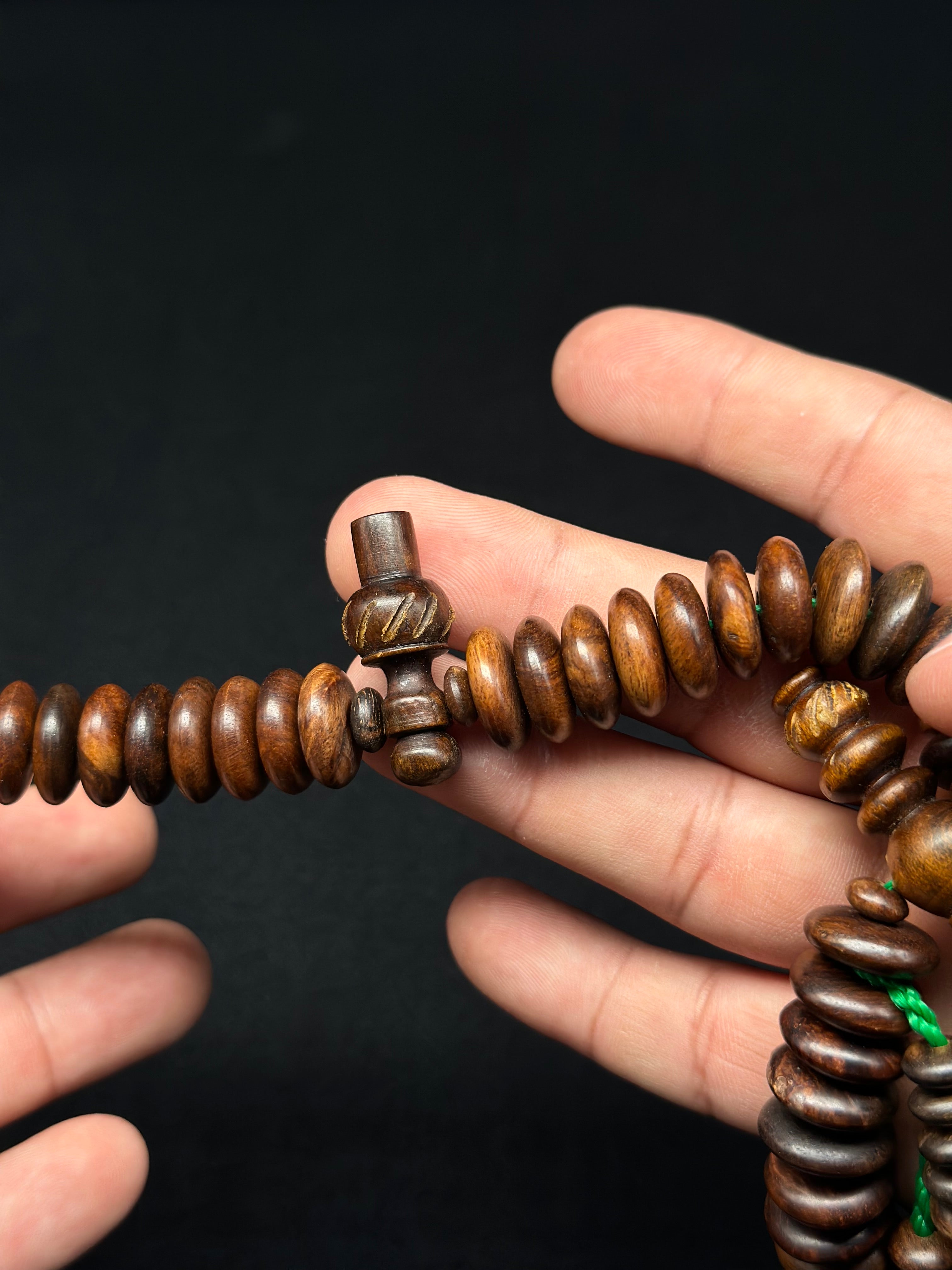 Pure Oud Agarwood Rumi Engraved Model Darqawi Tasbih (L)