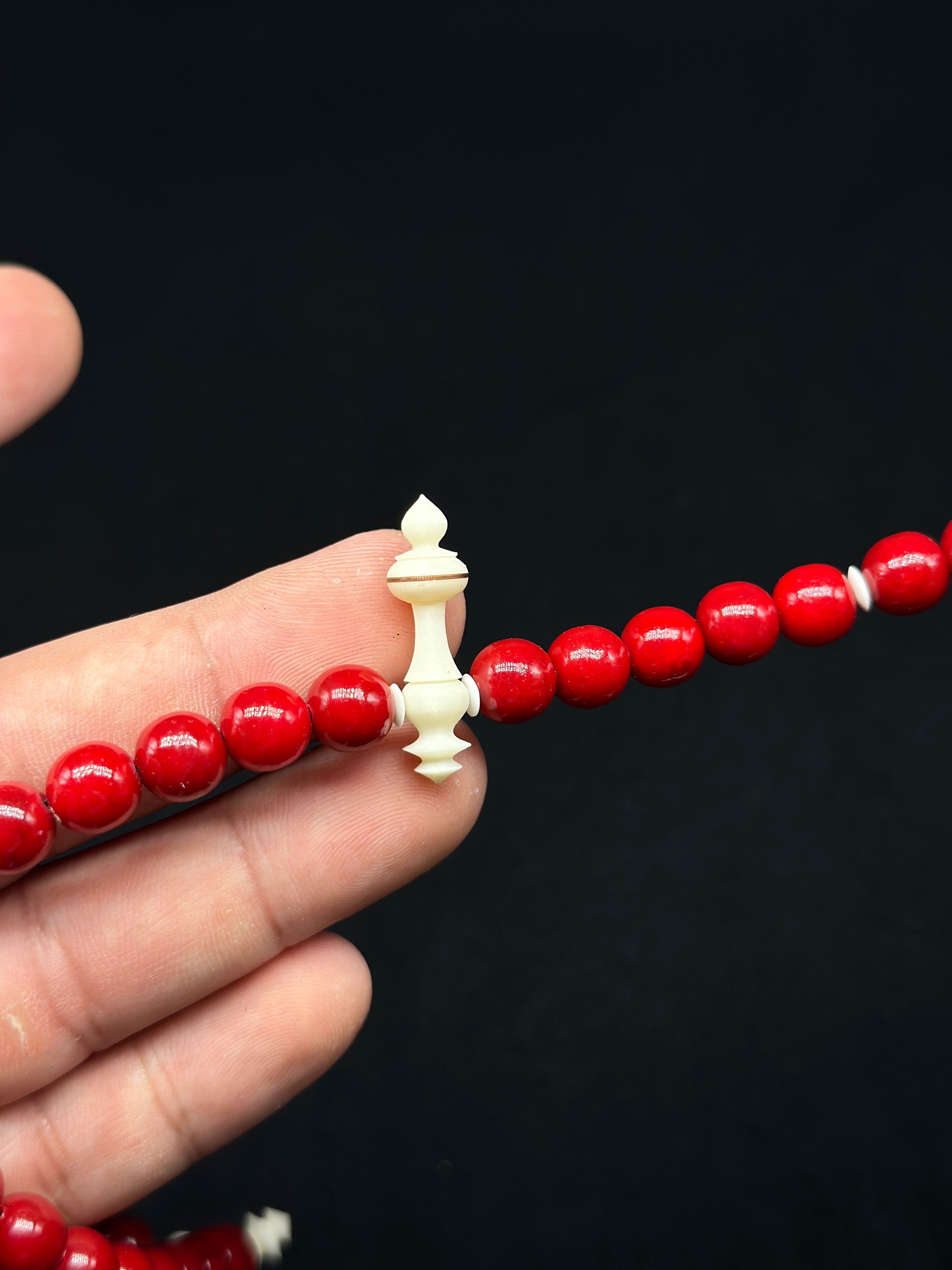 Red Marjan x Cow Bone Tasbih