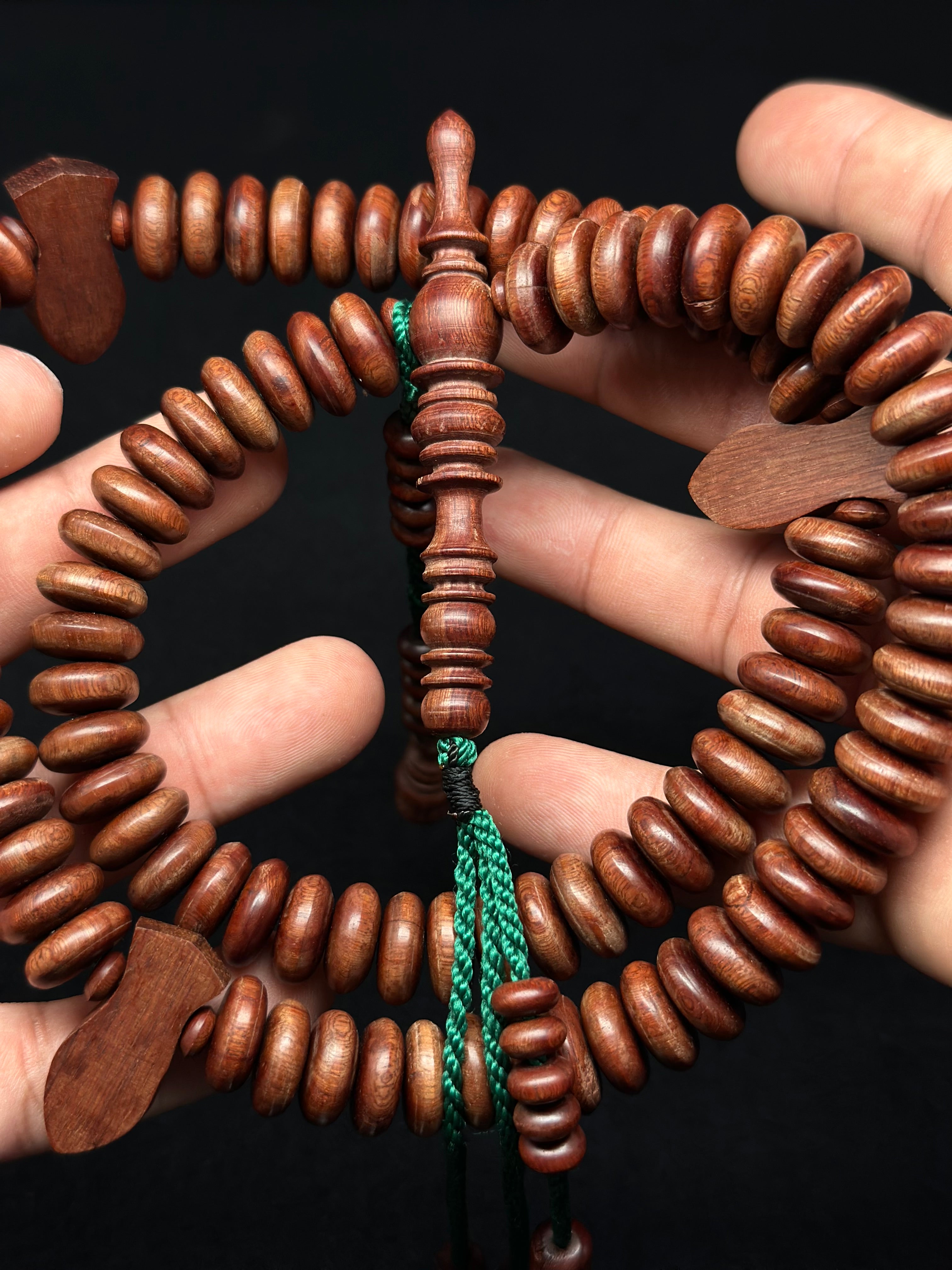 Pure Dragonwood Tasbih With Prophetic Sandal Dividers Darqawi Model