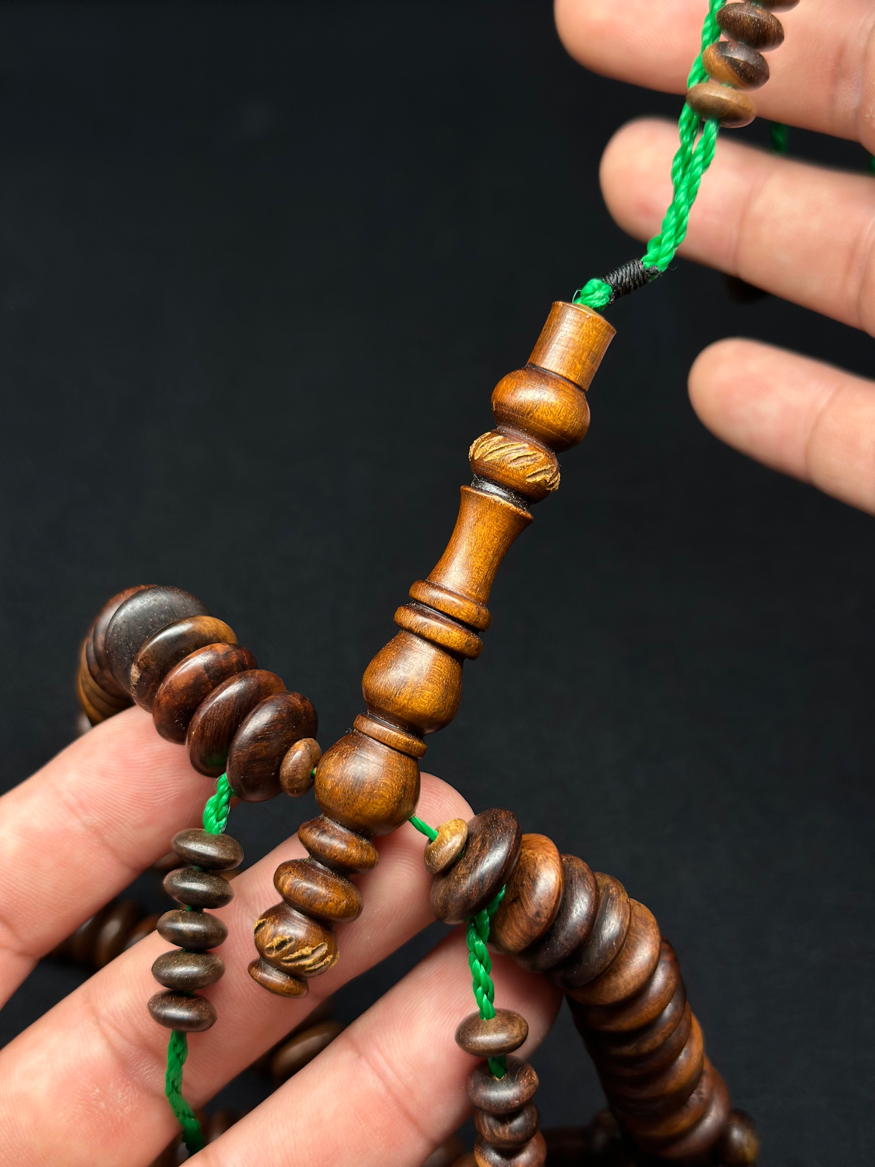 Pure Oud Agarwood Rumi Engraved Model Darqawi Tasbih (L)