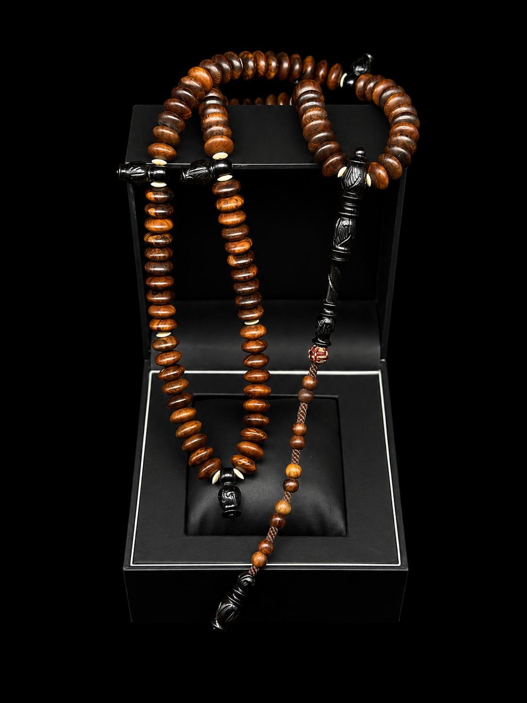Pure Grade A Oud Agarwood x Carved Ebony Tasbih Rose Model