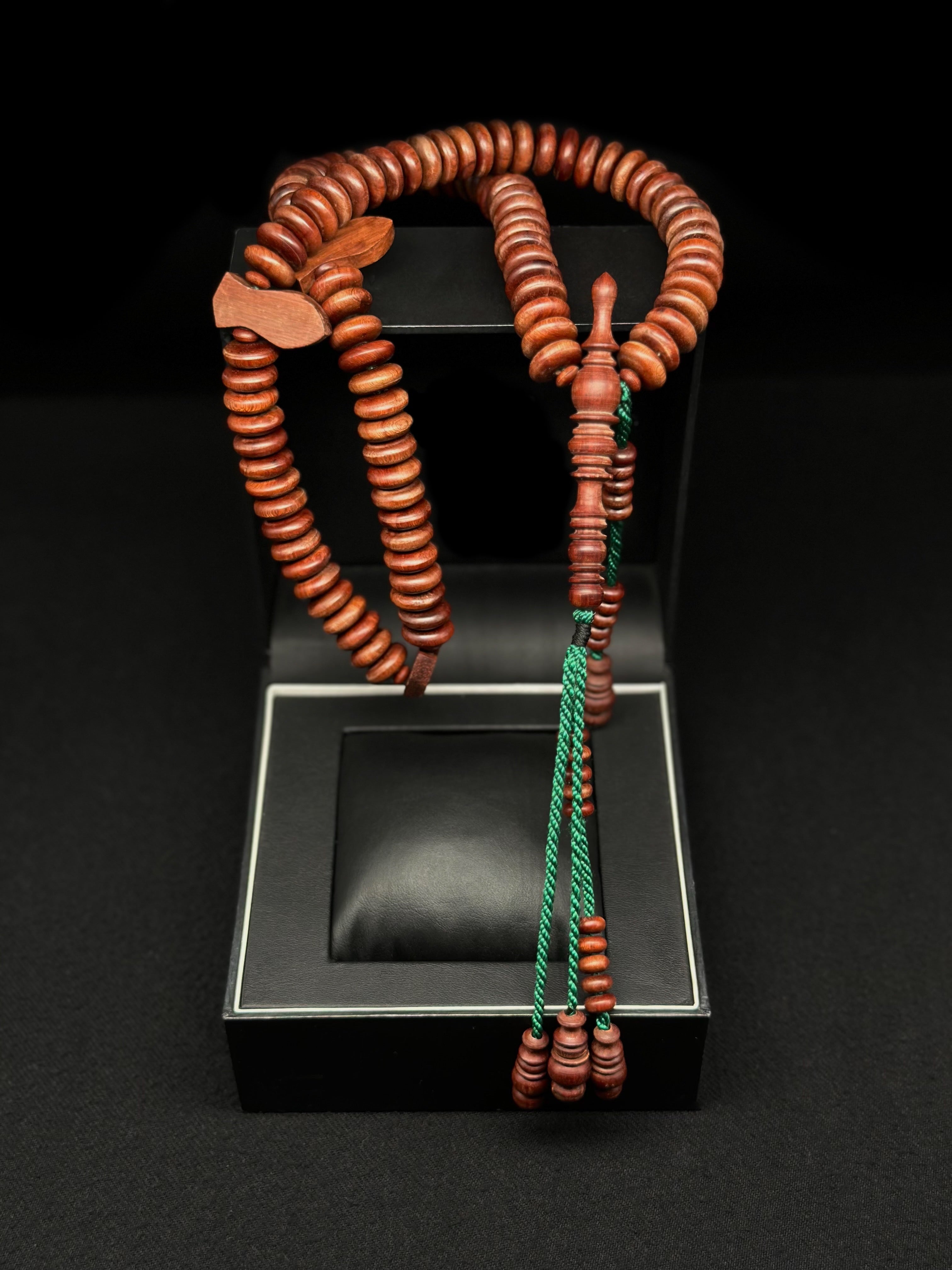 Pure Dragonwood Tasbih With Prophetic Sandal Dividers Darqawi Model