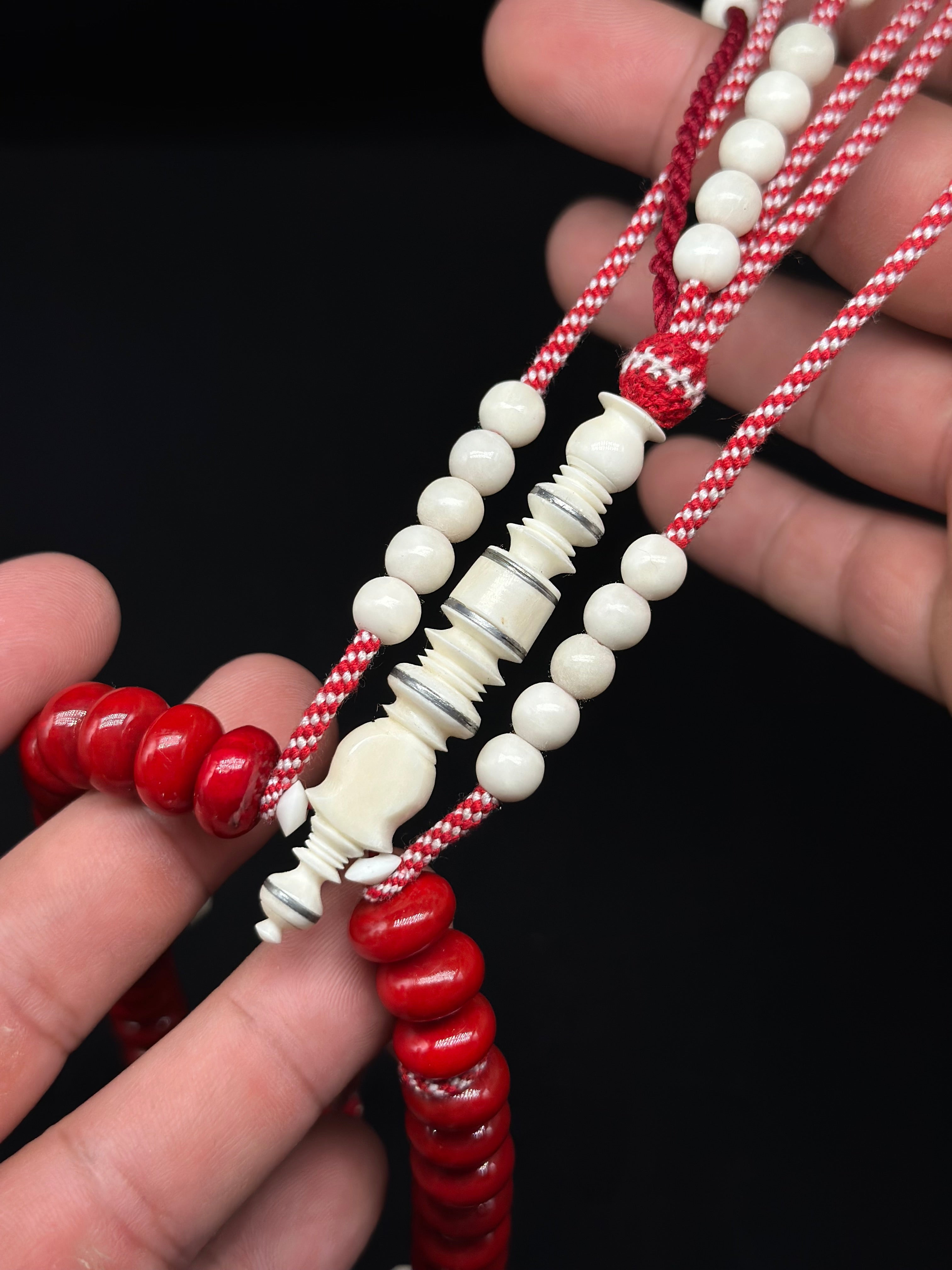 Red Marjan x Cow Bone Tasbih