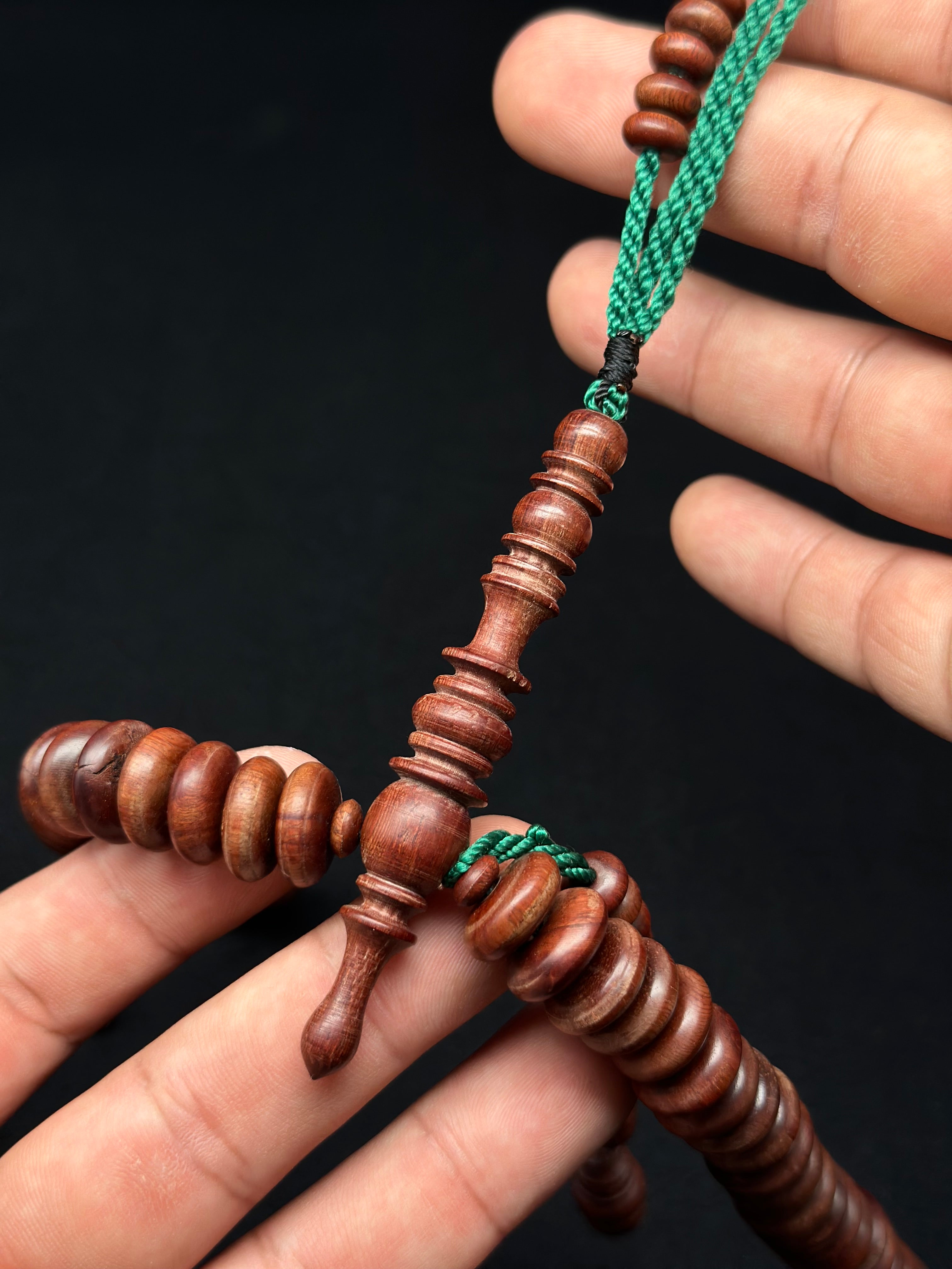 Pure Dragonwood Tasbih With Prophetic Sandal Dividers Darqawi Model