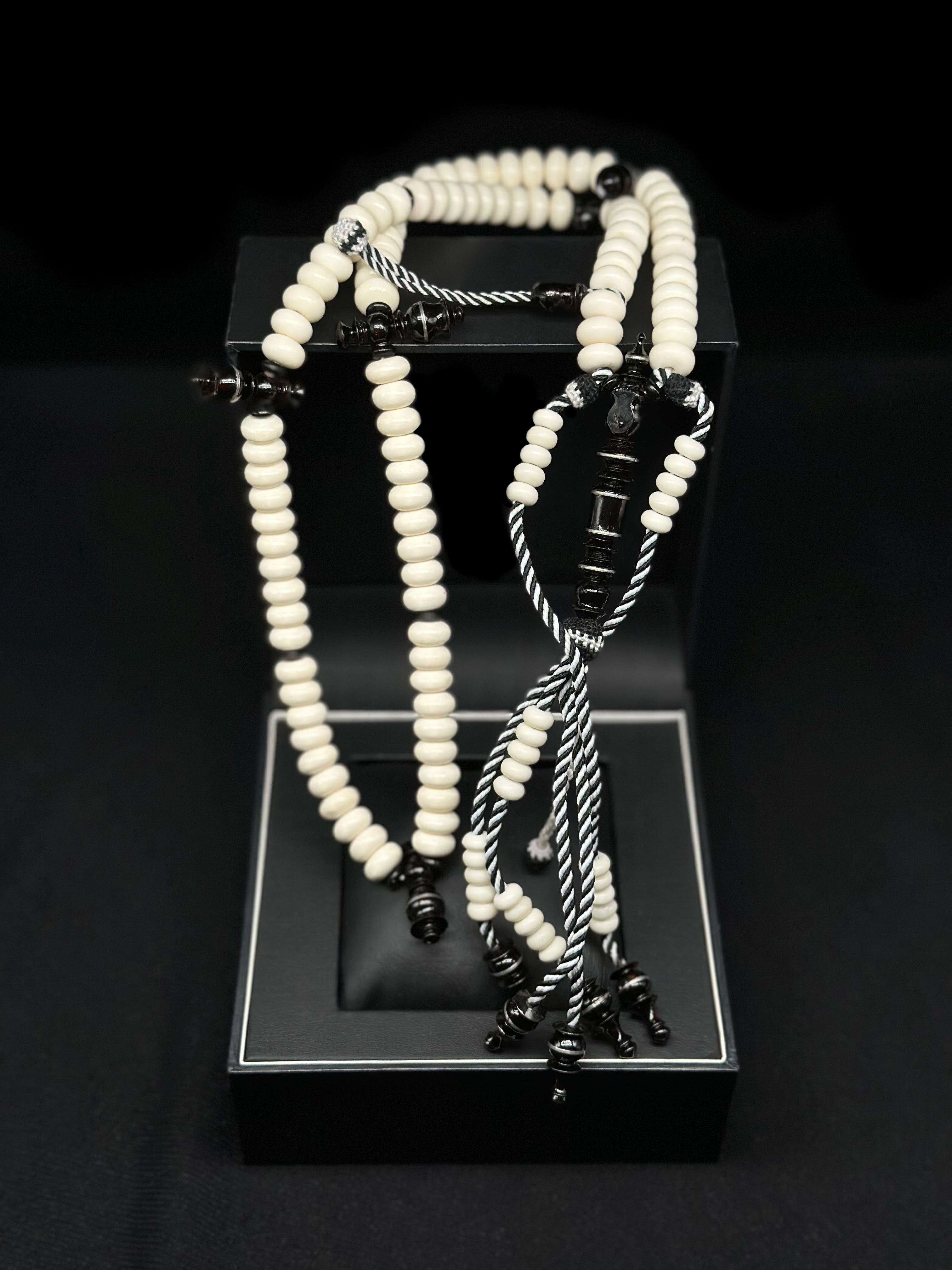 Pure Black Yusr x Cow Bone Tasbih