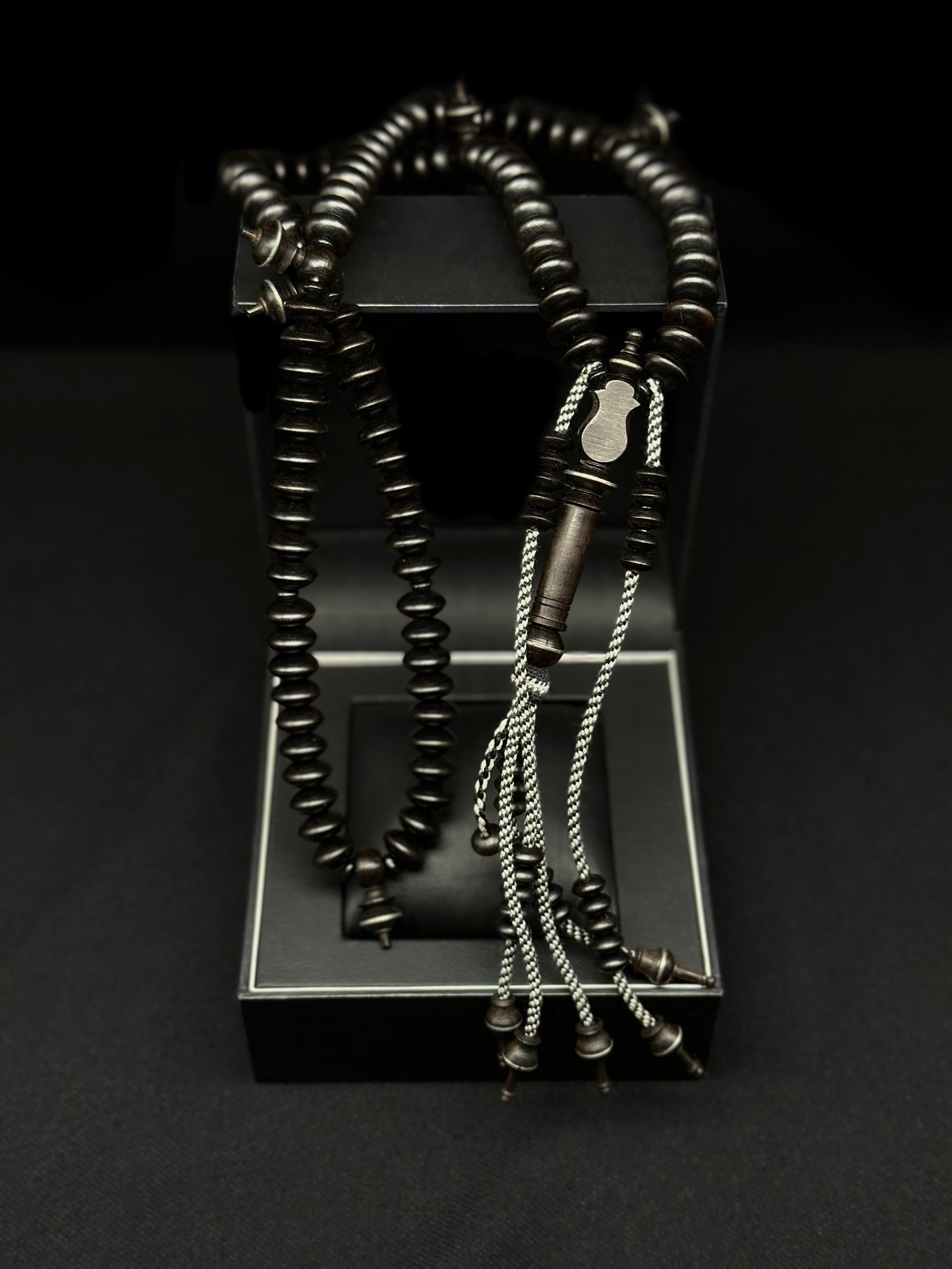 Pure Ebony Tasbih With Custom Alif