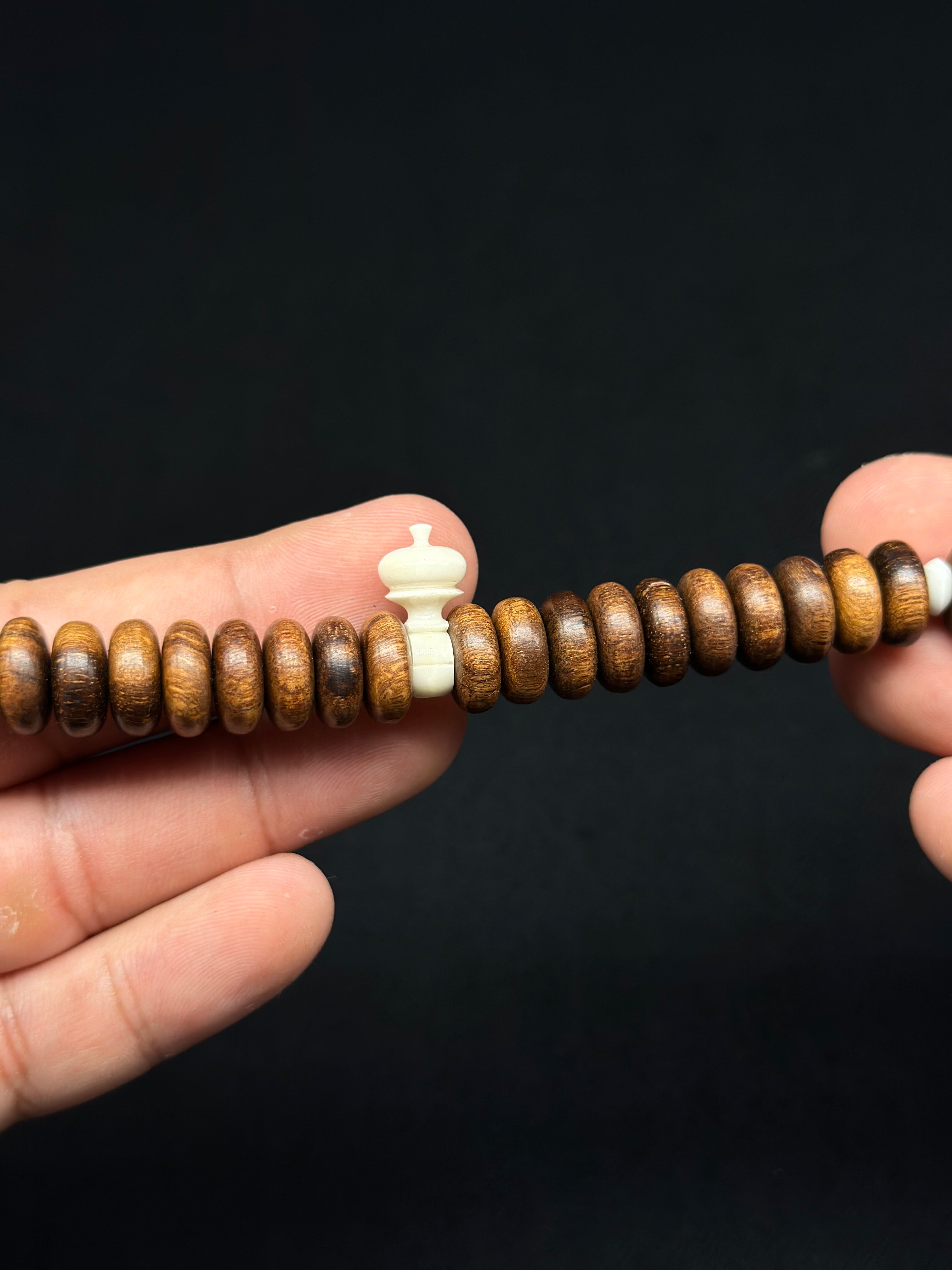 Pure Oud Agarwood x Cow Bone Tasbih With 2 Tone Prophetic Sandal
