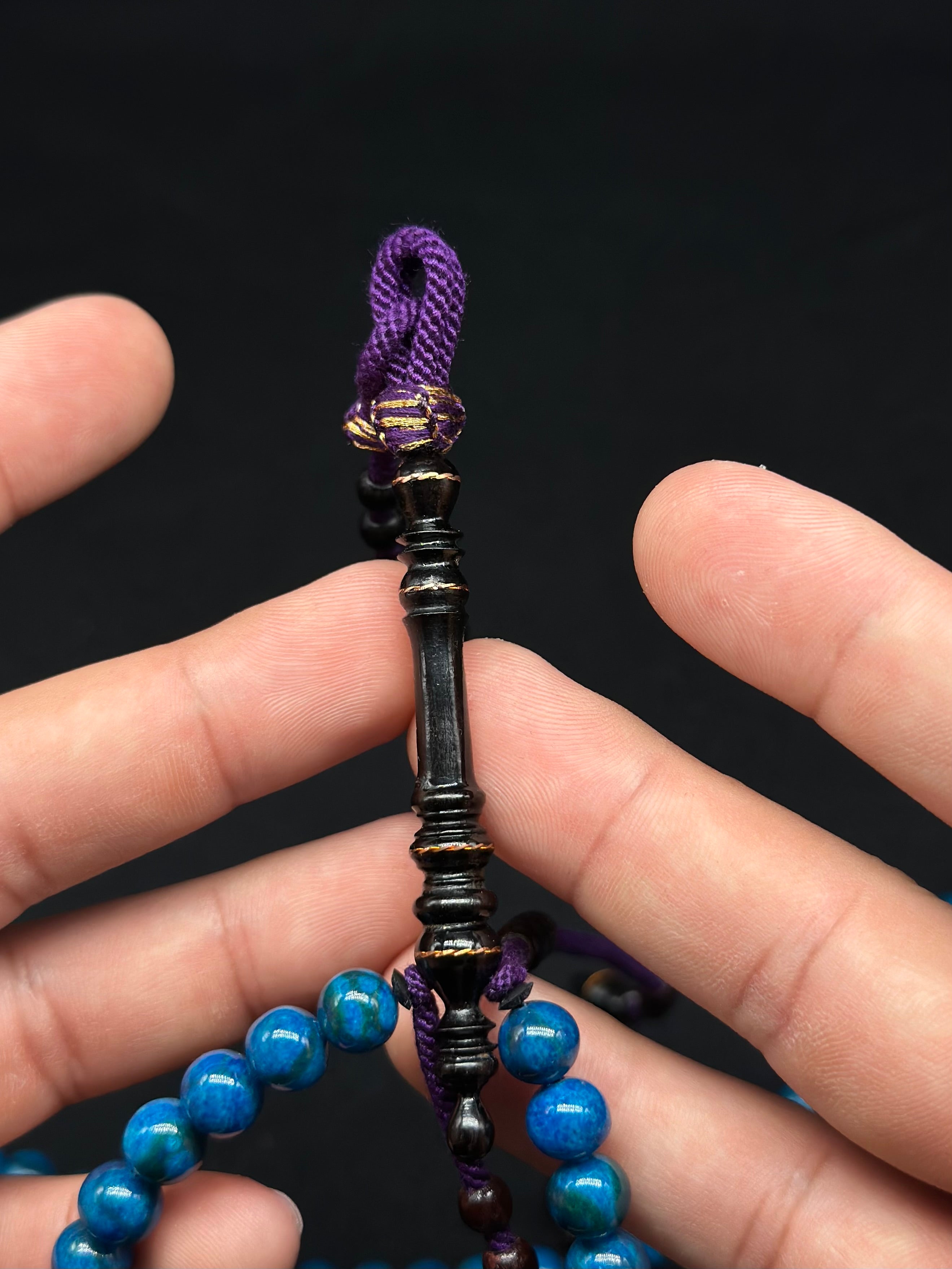 Blue Marjan x Ebony Tasbih With Prophetic Sandal