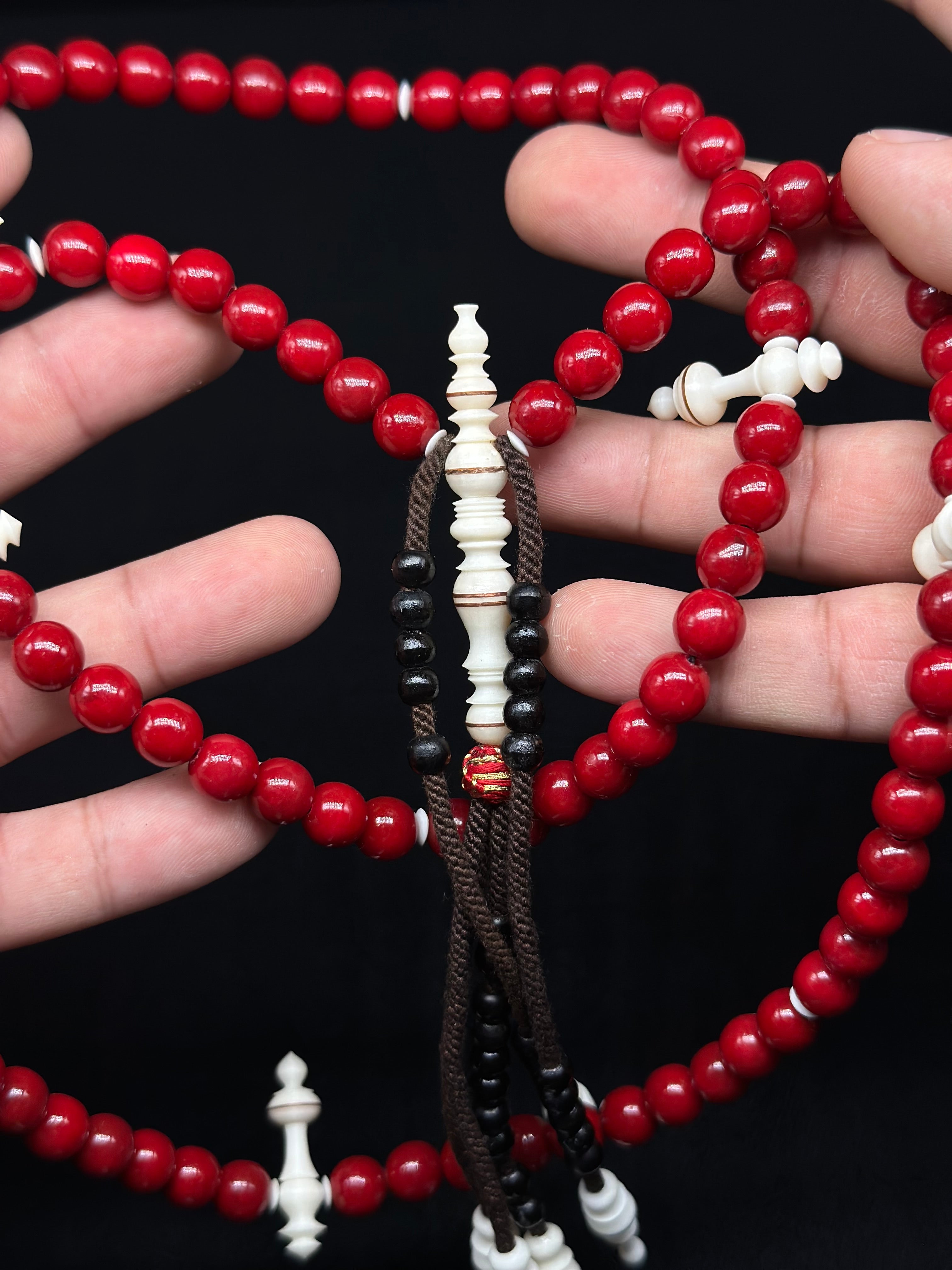 Red Marjan x Cow Bone Tasbih
