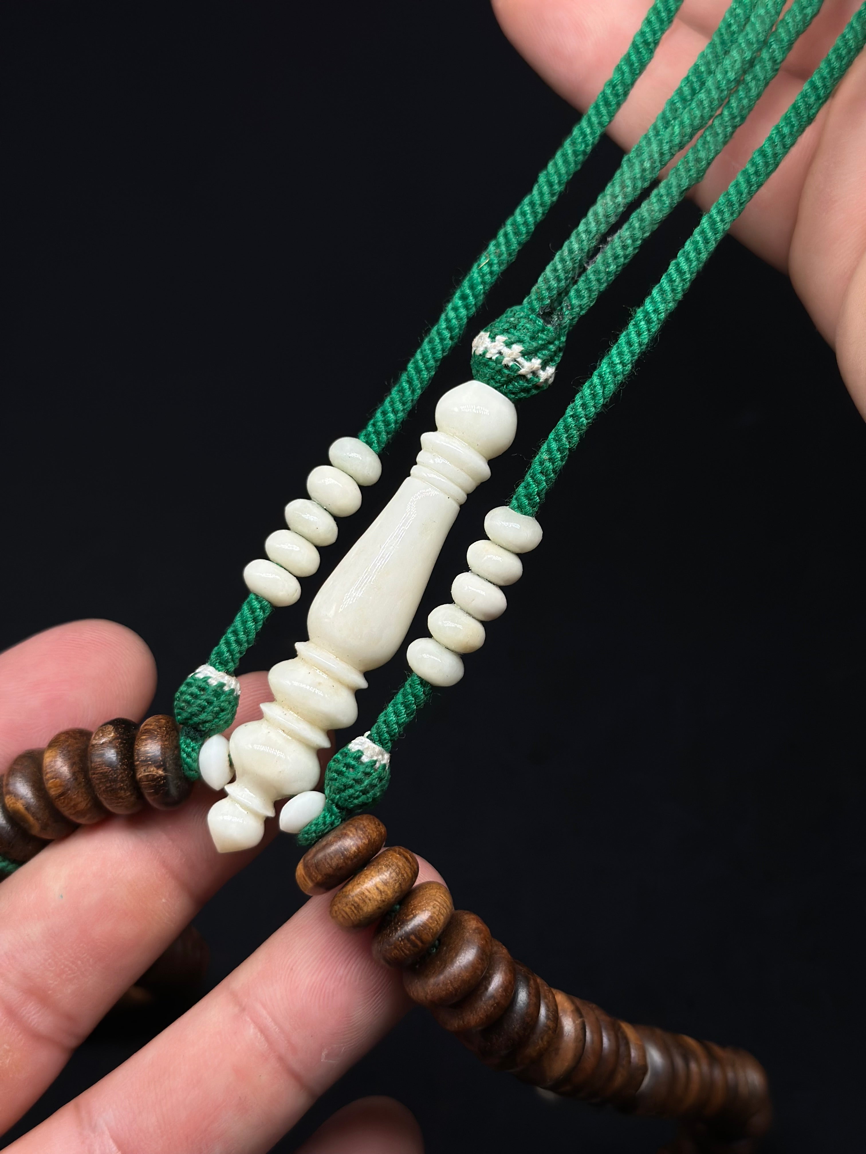 Pure Oud Agarwood x Cow Bone Tasbih With 2 Tone Prophetic Sandal
