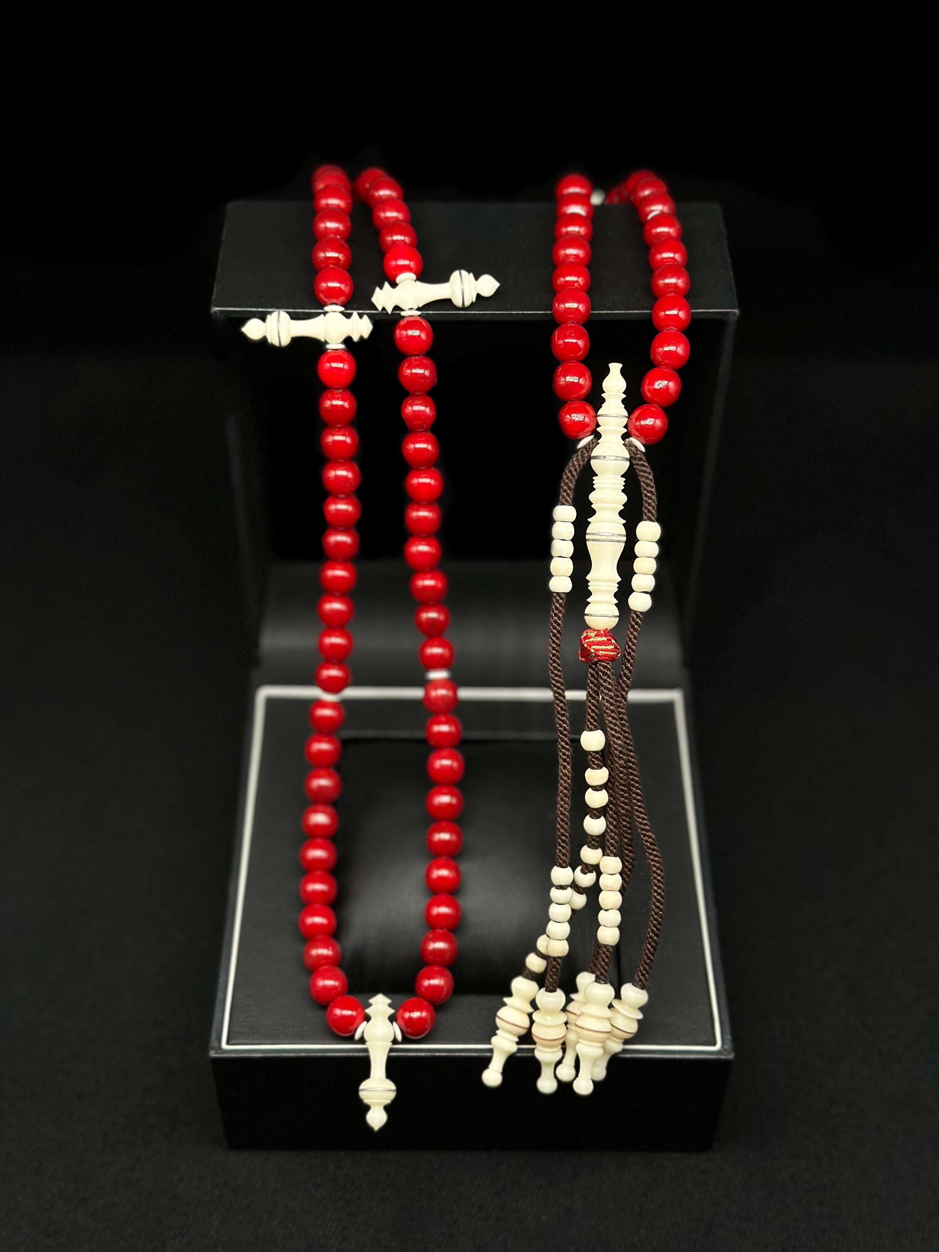 Red Marjan x Cow Bone Tasbih