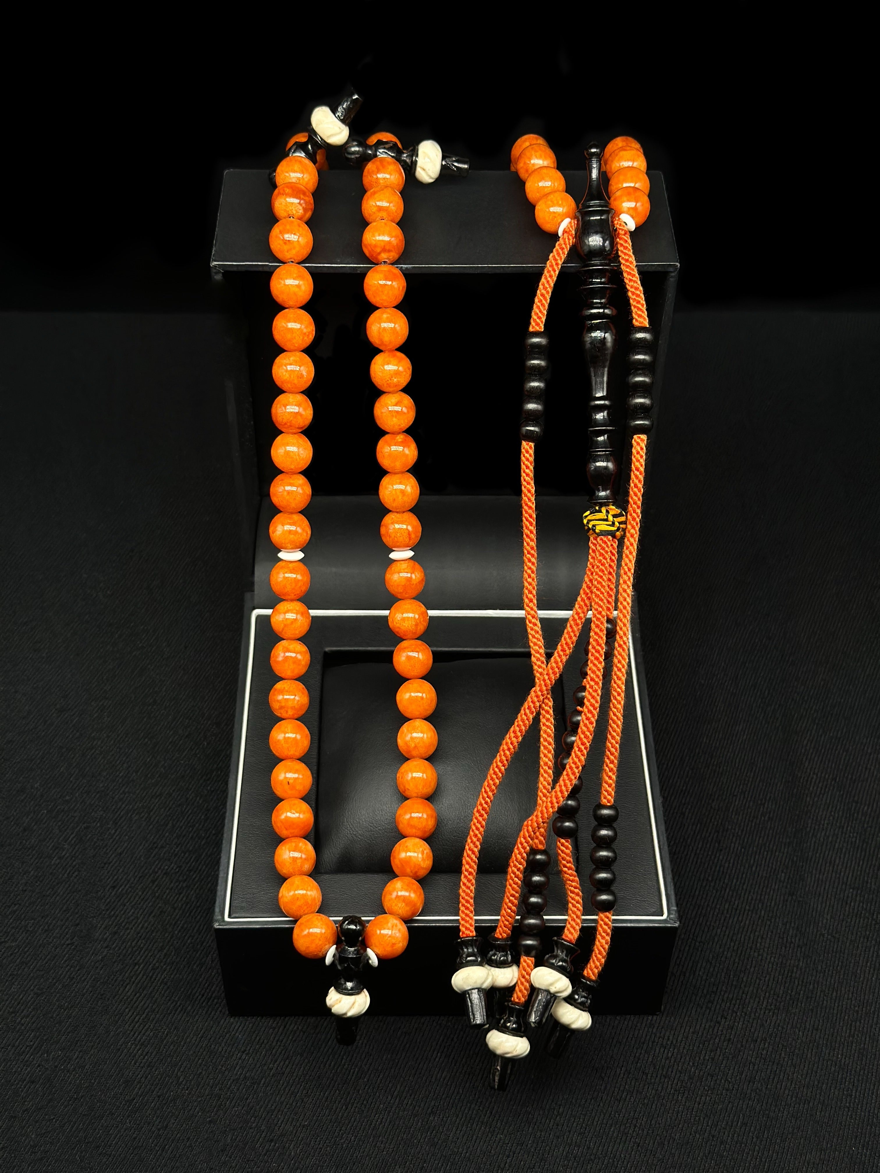 Orange Marjan x Ebony Tasbih (XL)
