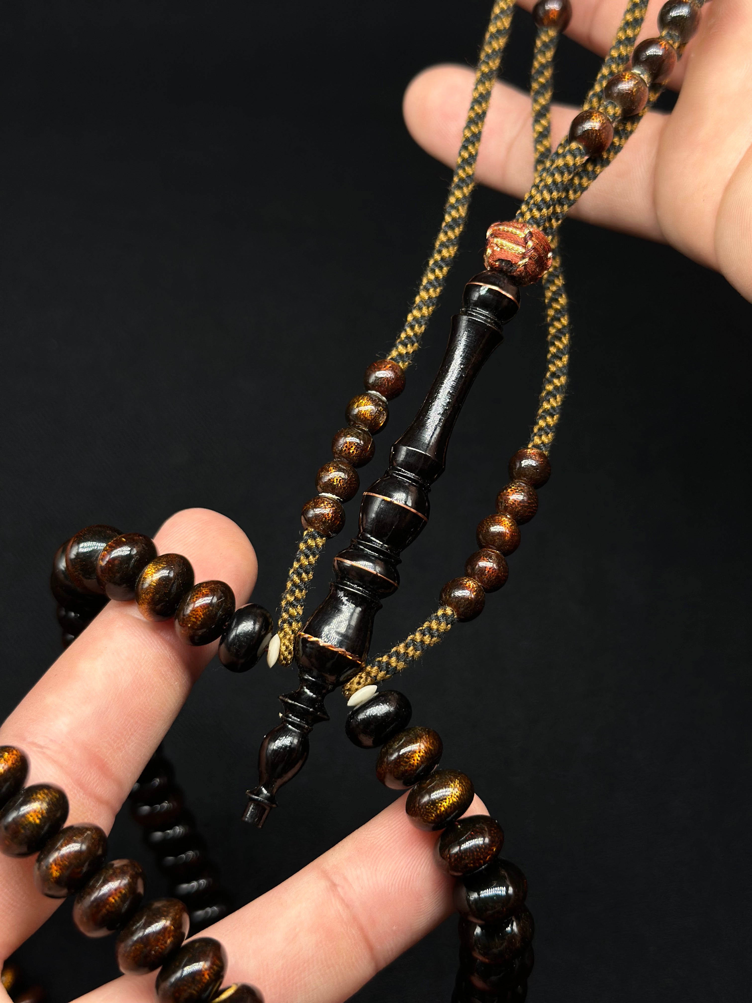 Gold Yusr x Ebony Tasbih Prayer Beads (Large)