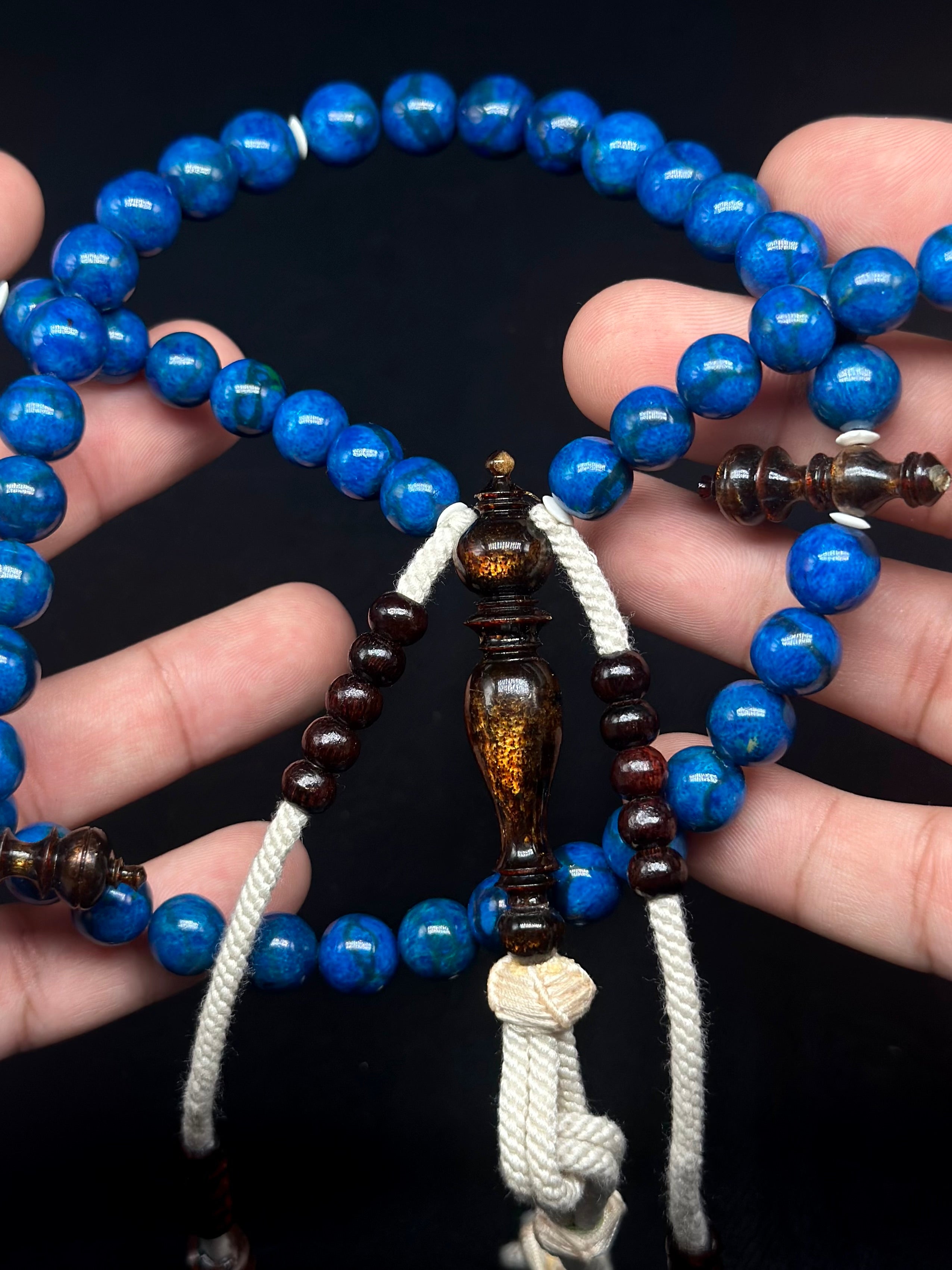 Blue Marjan x Gold Yusr x Tamarind x Oud Agarwood Tasbih