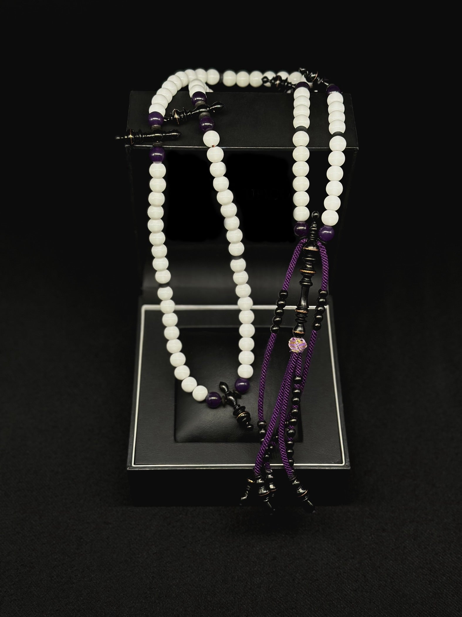 White Jade x Ebony x Amethyst Tasbih