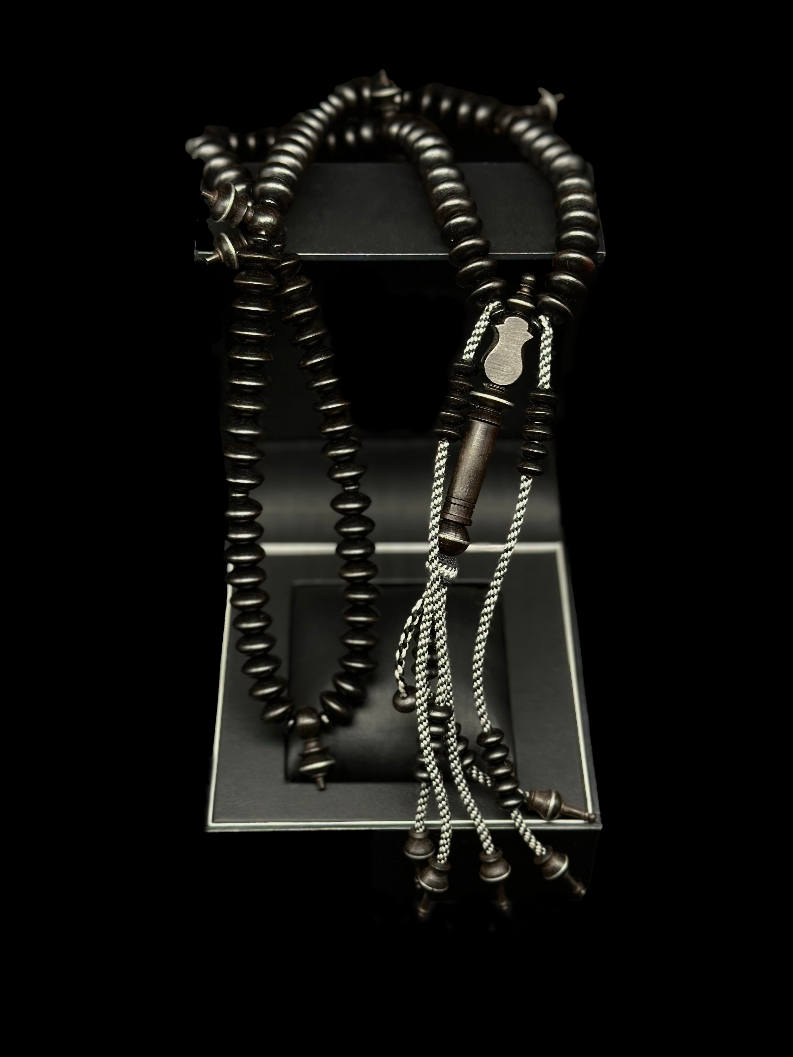 Pure Ebony Tasbih With Custom Alif