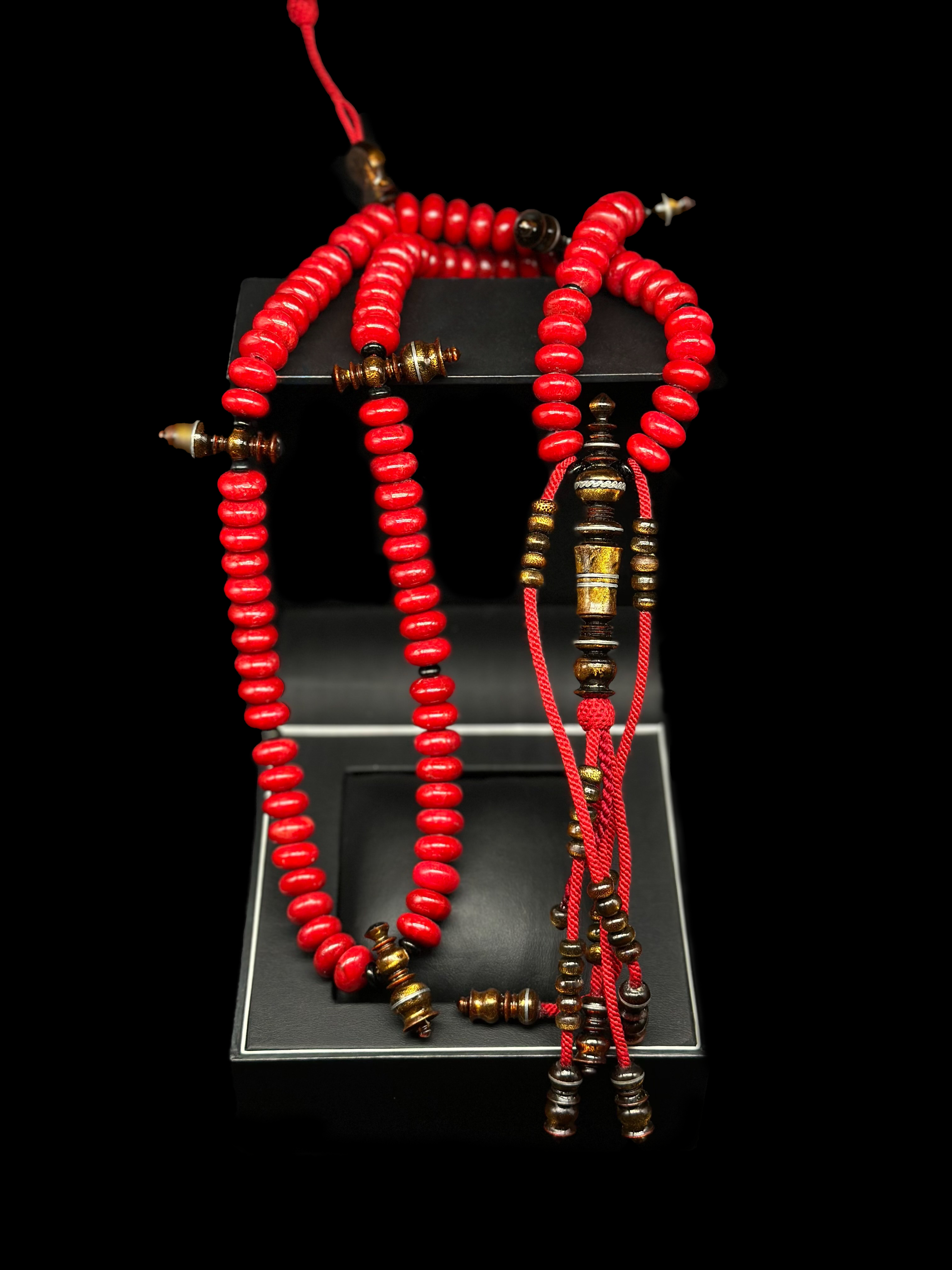 Red Marjan x Gold Yusr Tasbih