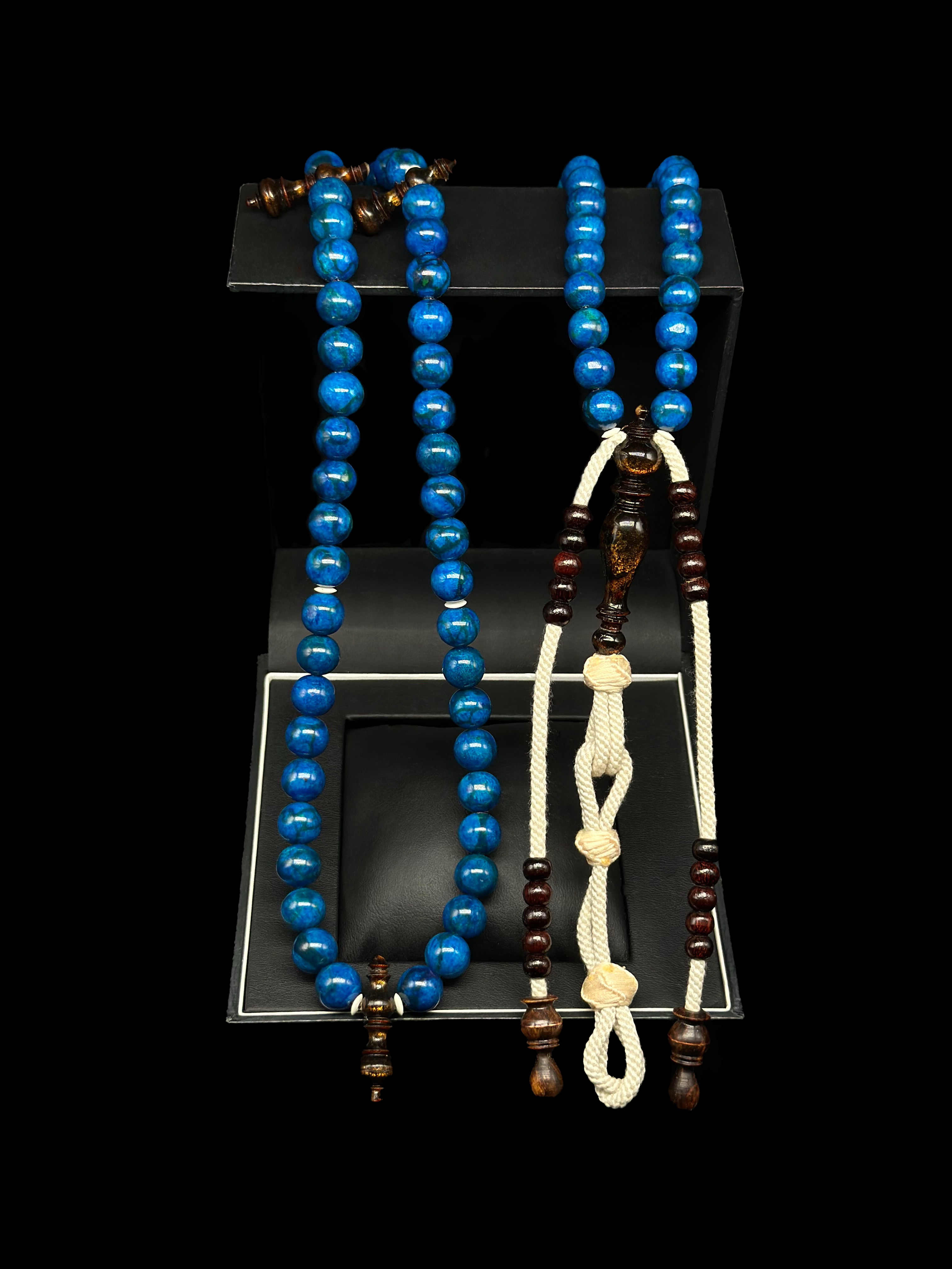 Blue Marjan x Gold Yusr x Tamarind x Oud Agarwood Tasbih