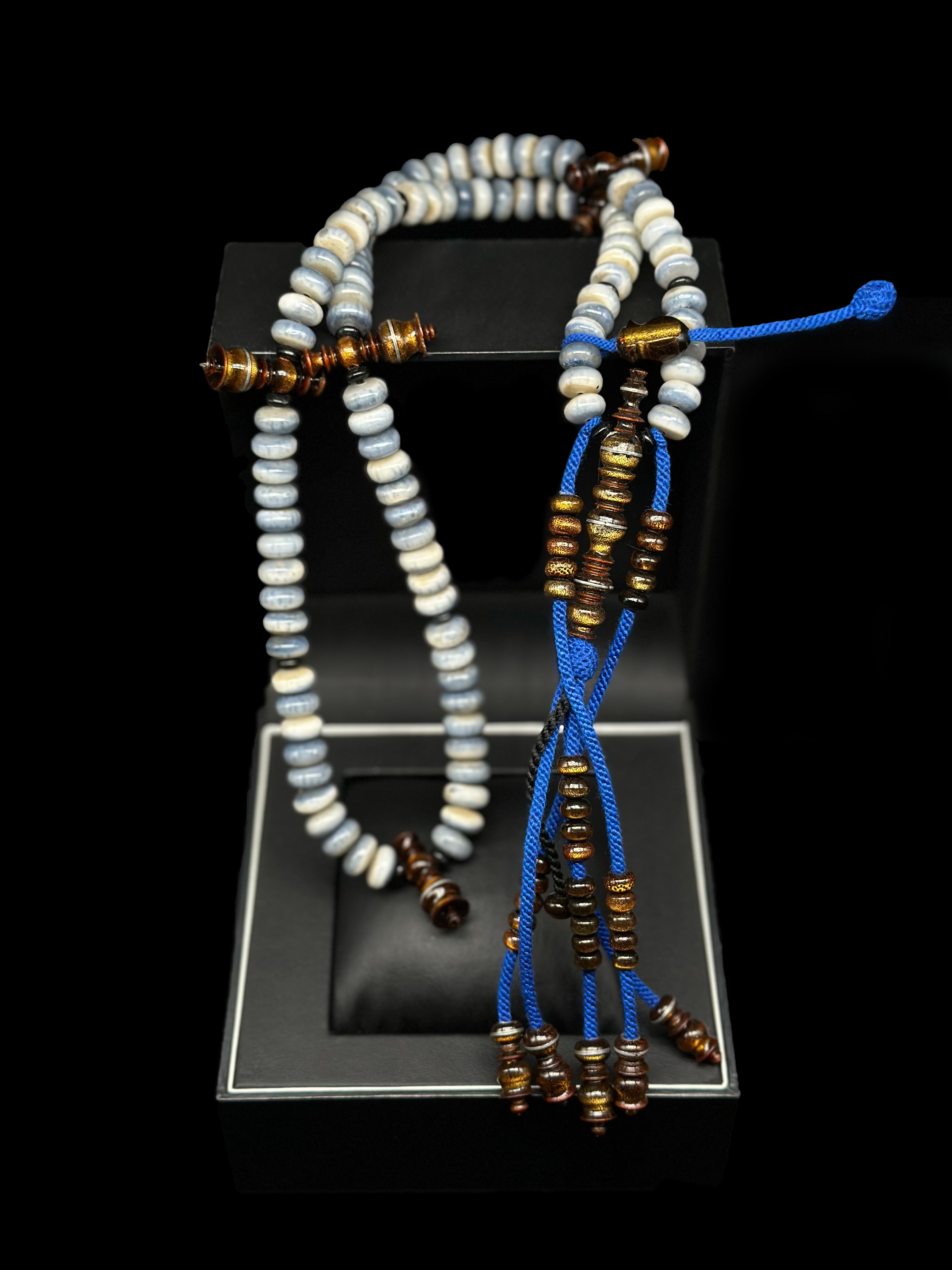 Blue Marjan x Gold Yusr Tasbih