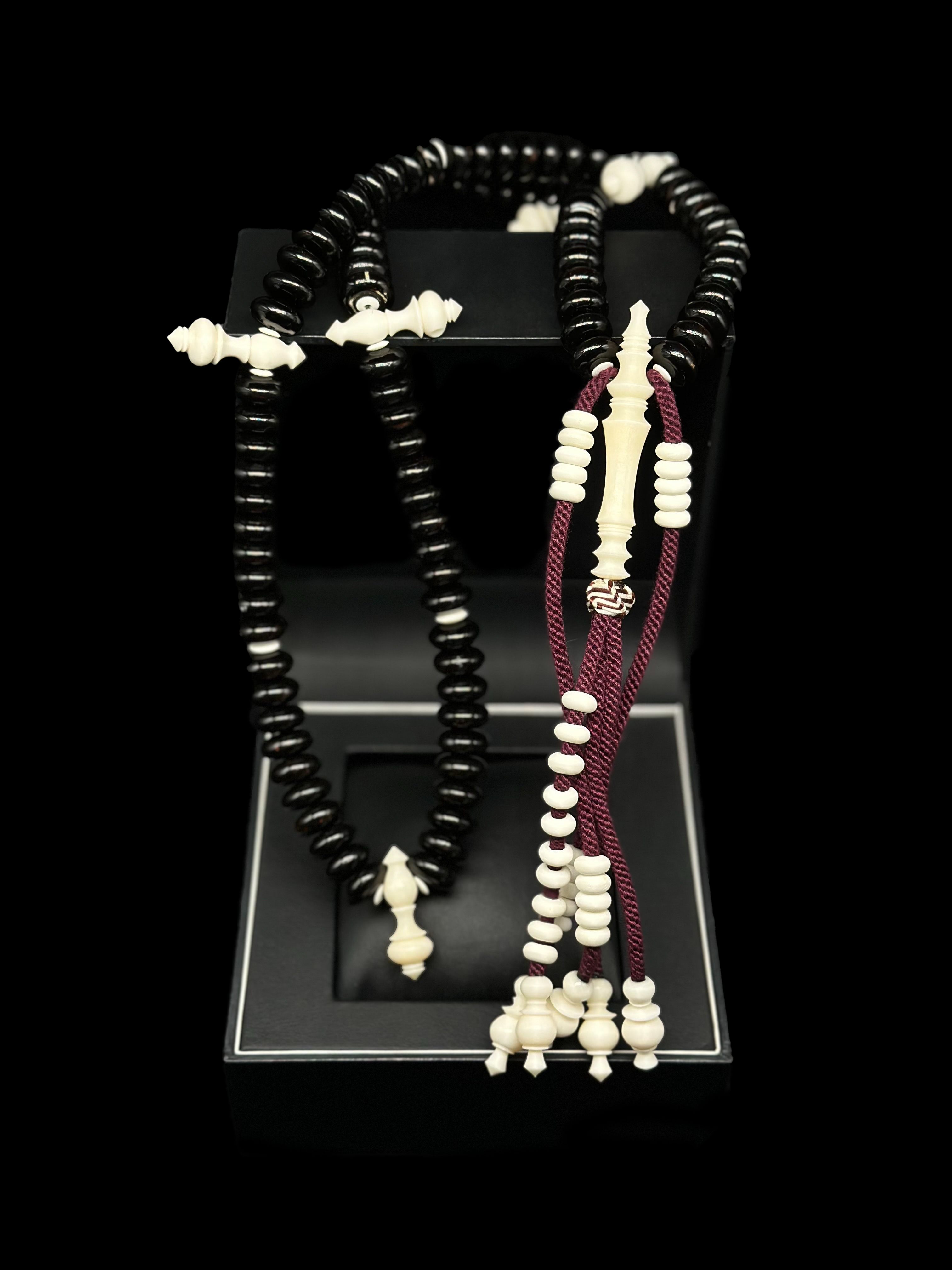 Pure Black Yusr x Cow Bone Tasbih