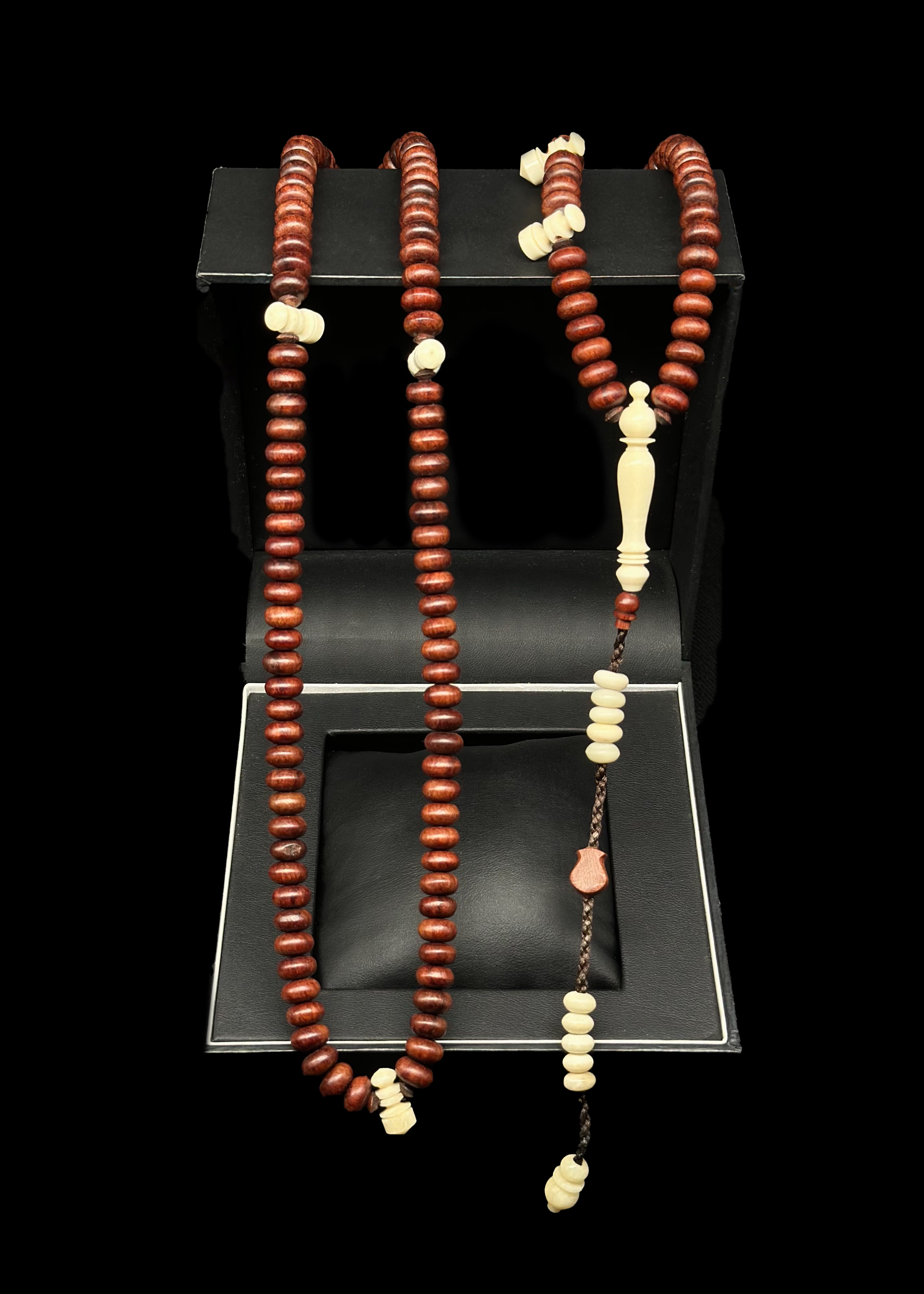 Adjustable Dragonwood x Cow Bone Tasbih 200 Beads With Prophetic Sandal