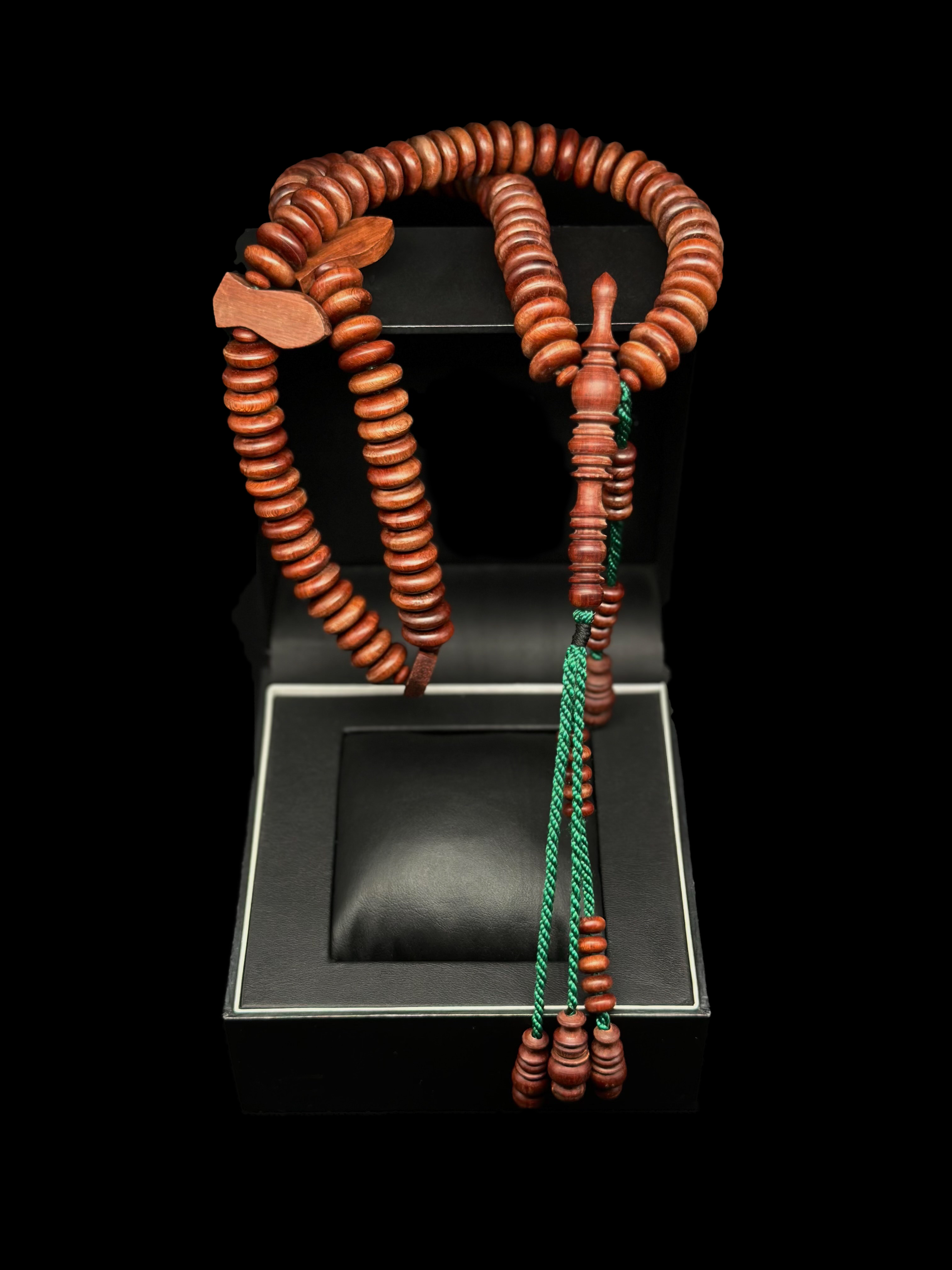 Pure Dragonwood Tasbih With Prophetic Sandal Dividers Darqawi Model