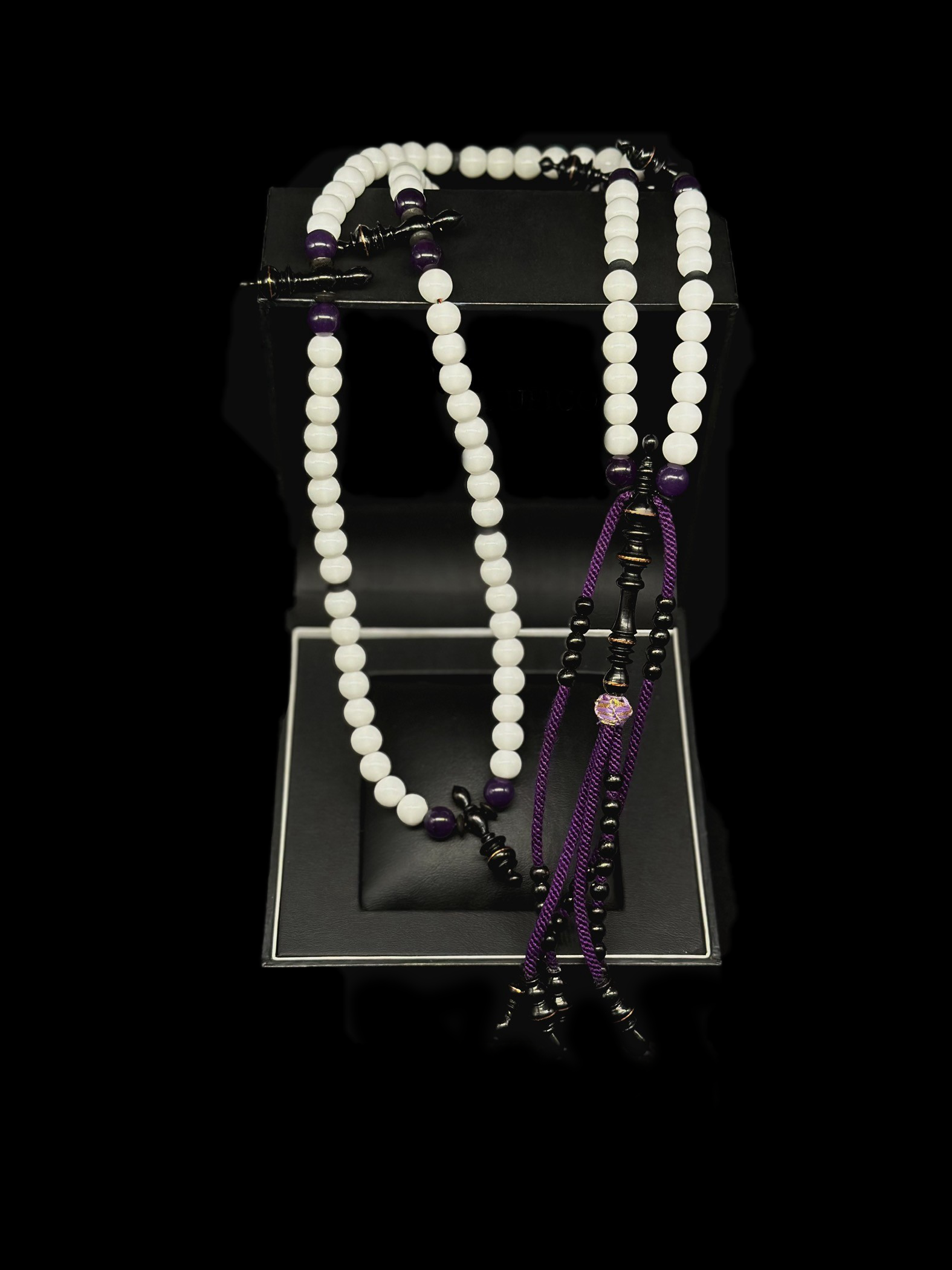 White Jade x Ebony x Amethyst Tasbih