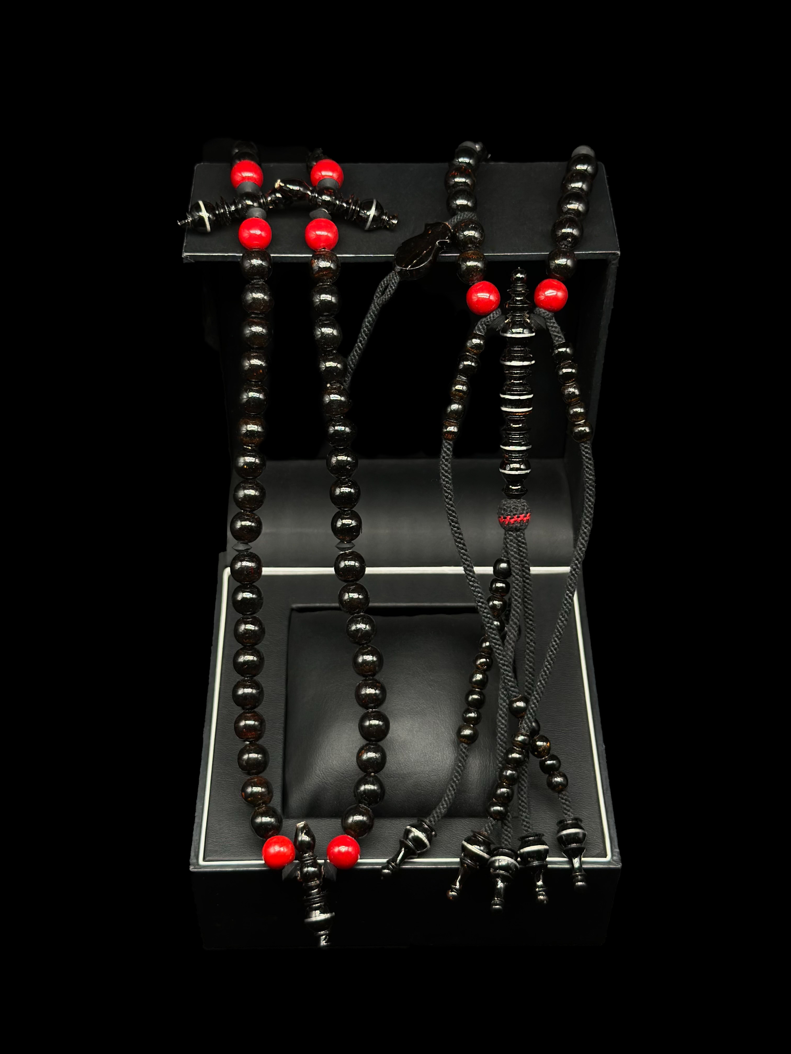 Pure Black Yusr x Red Marjan Tasbih