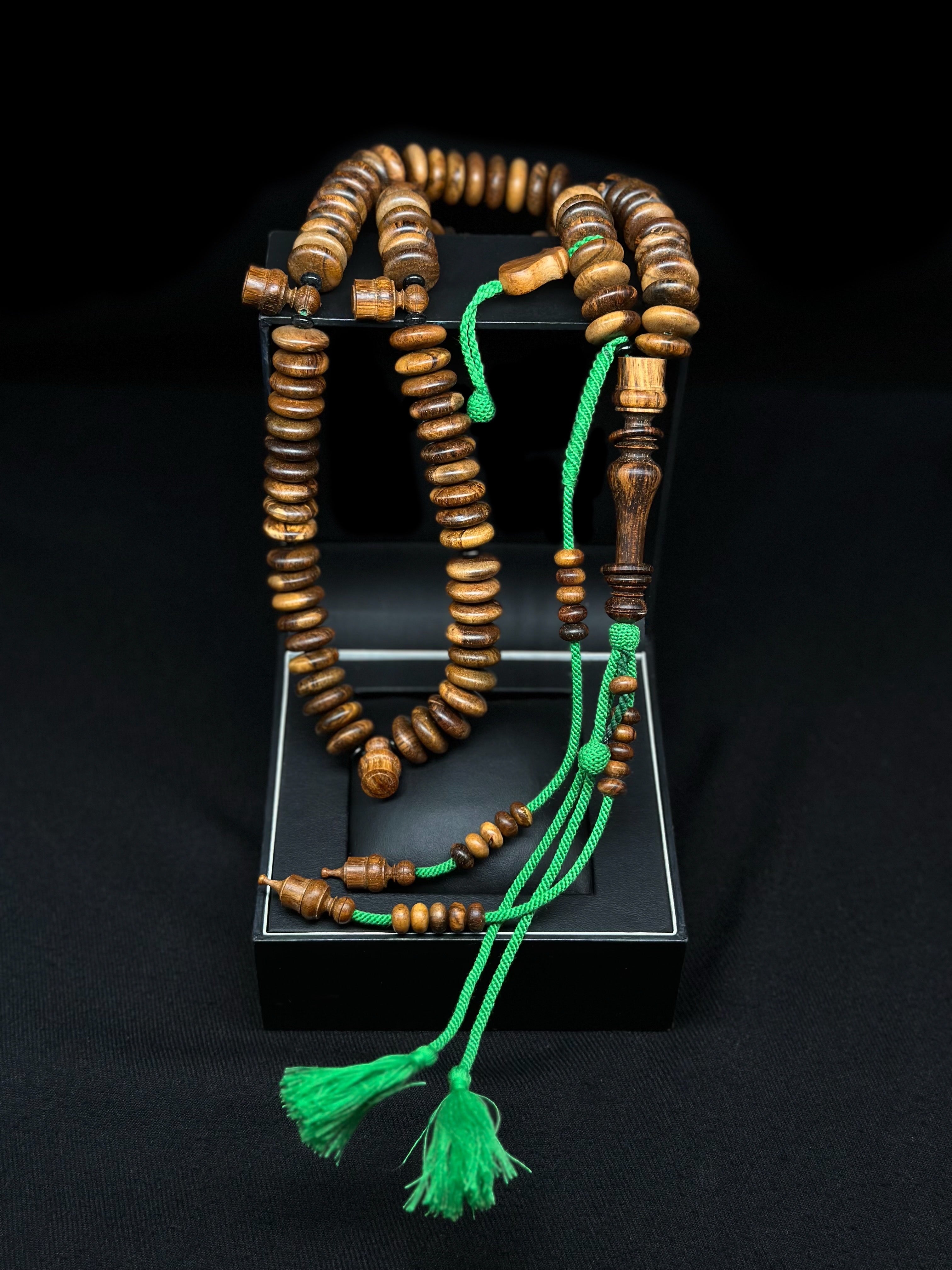 Pure Oud Agarwood Tasbih Rumi Model With Custom Alif (Fragrant)