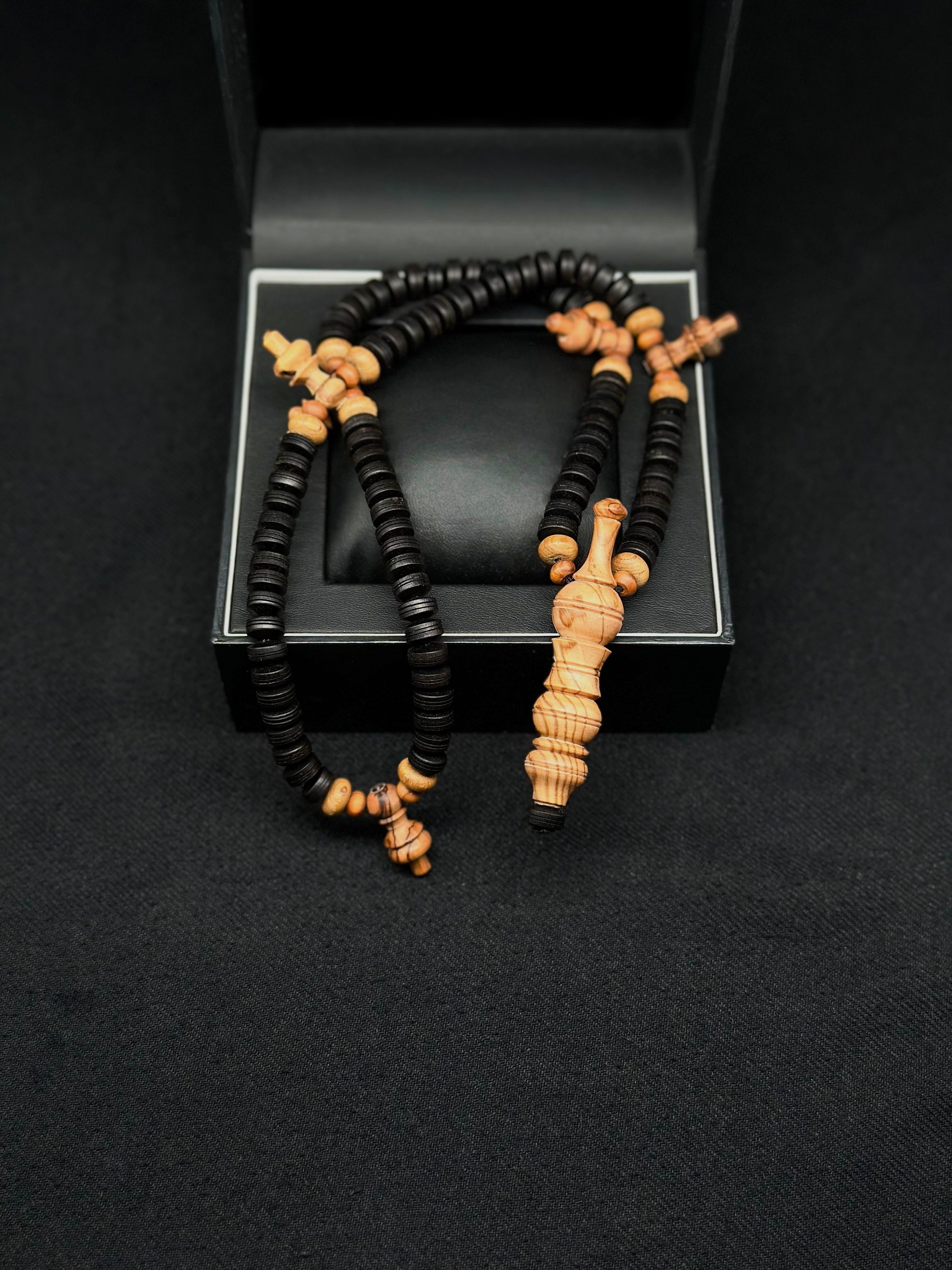 Ebony x Zaytun Olive Wood Pocket Sized Tasbih