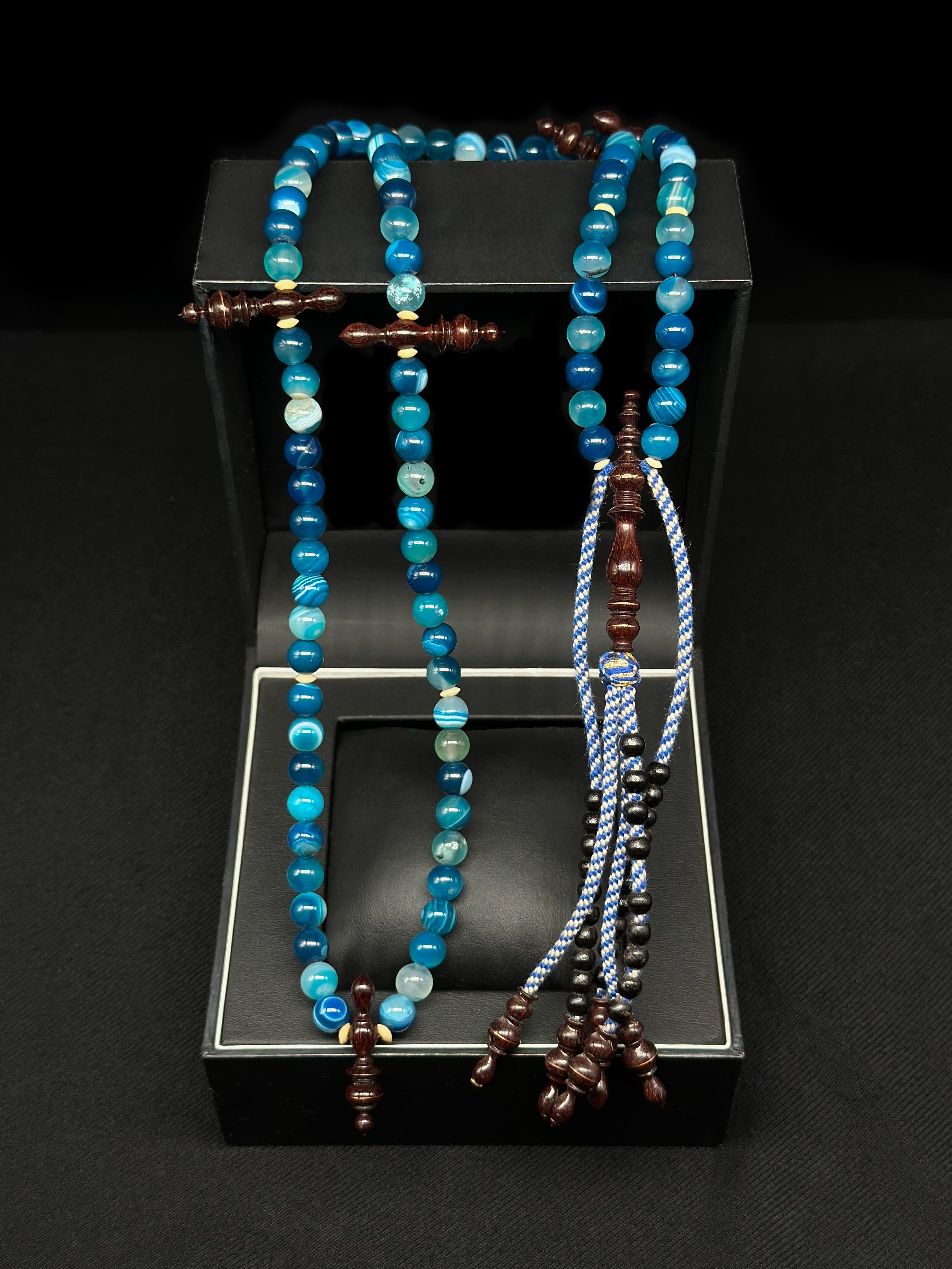 Blue Aqeeq Agate x Tamarind Tasbih