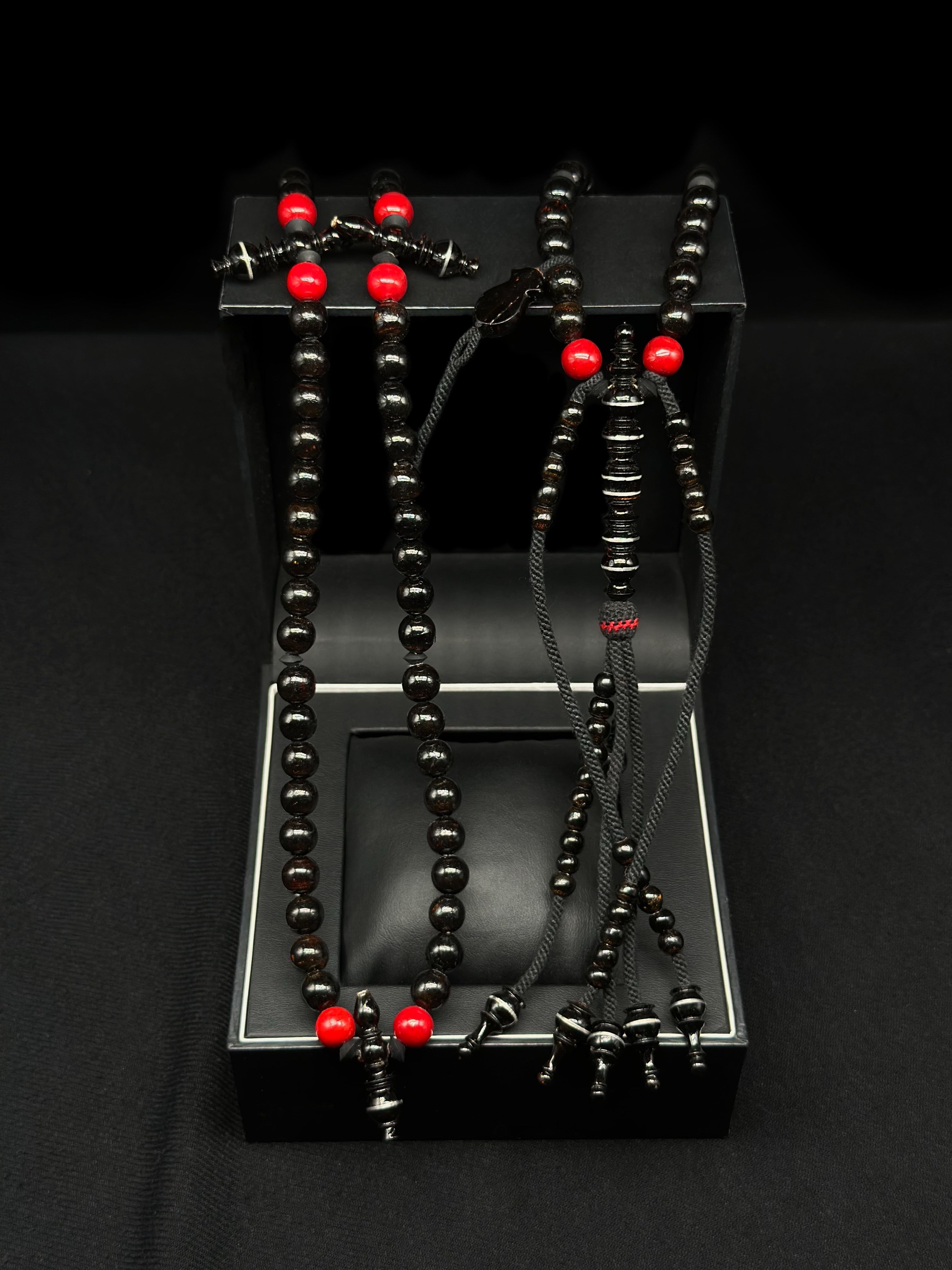 Pure Black Yusr x Red Marjan Tasbih