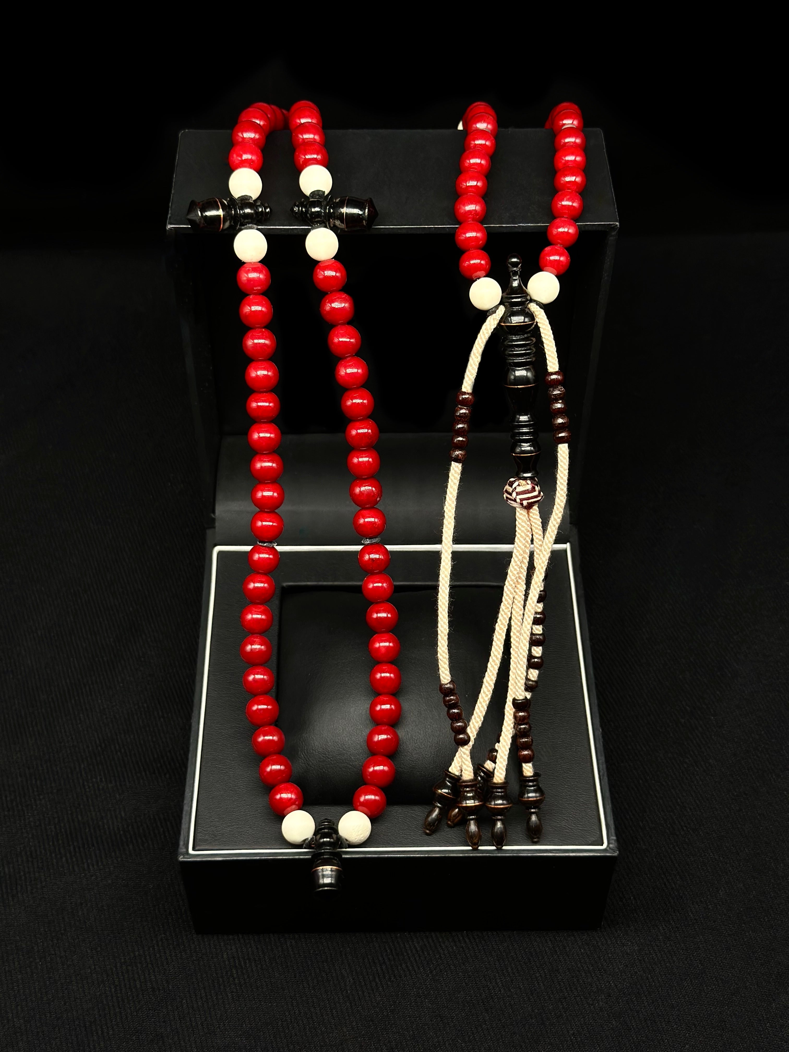 Red Marjan x Ebony x Cow Bone Tasbih