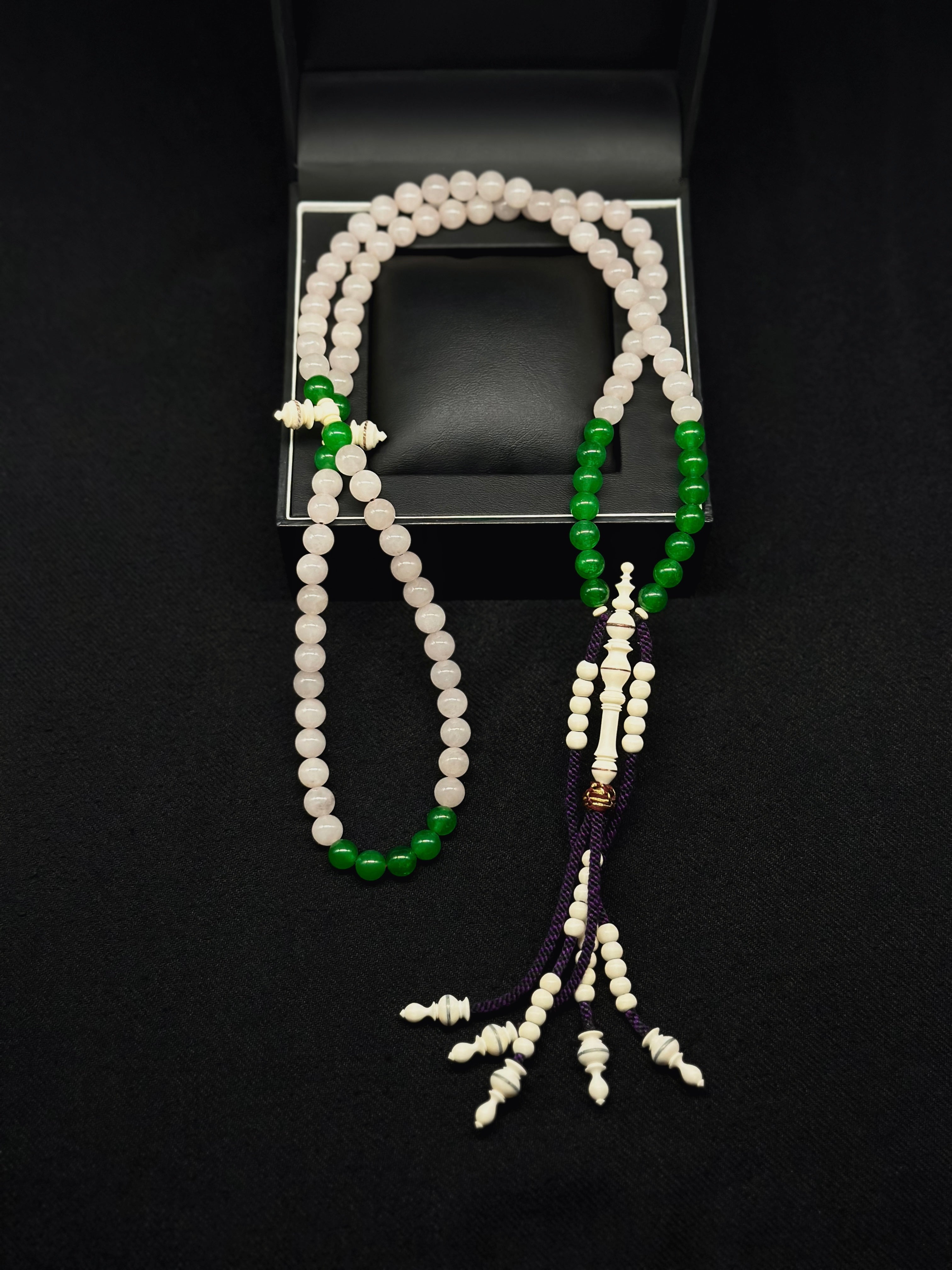 Green Jade x White Jade x Cow Bone Tasbih