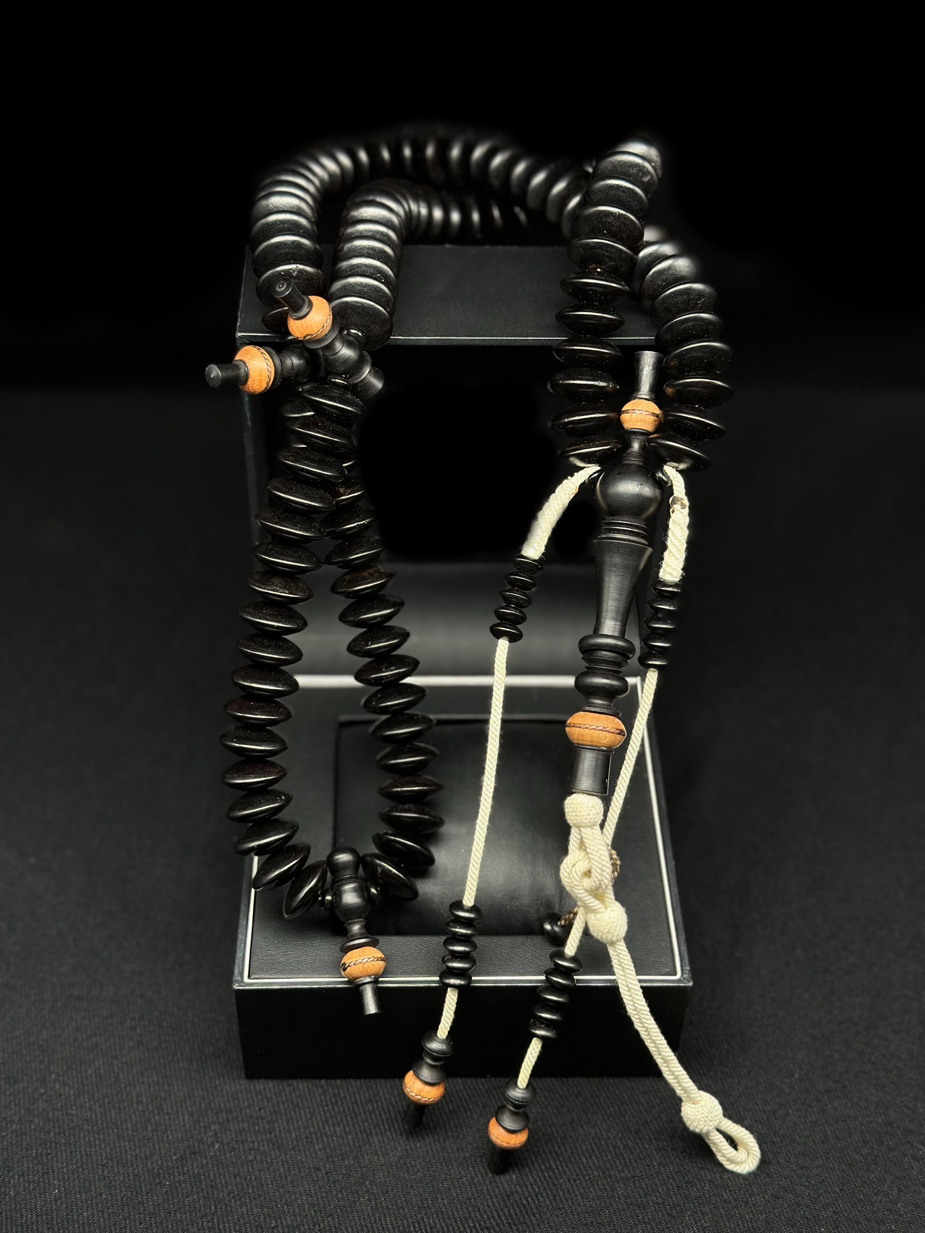 Ebony x Oud Agarwood Tasbih Rumi Model Darqawi With Custom Alif (XL)
