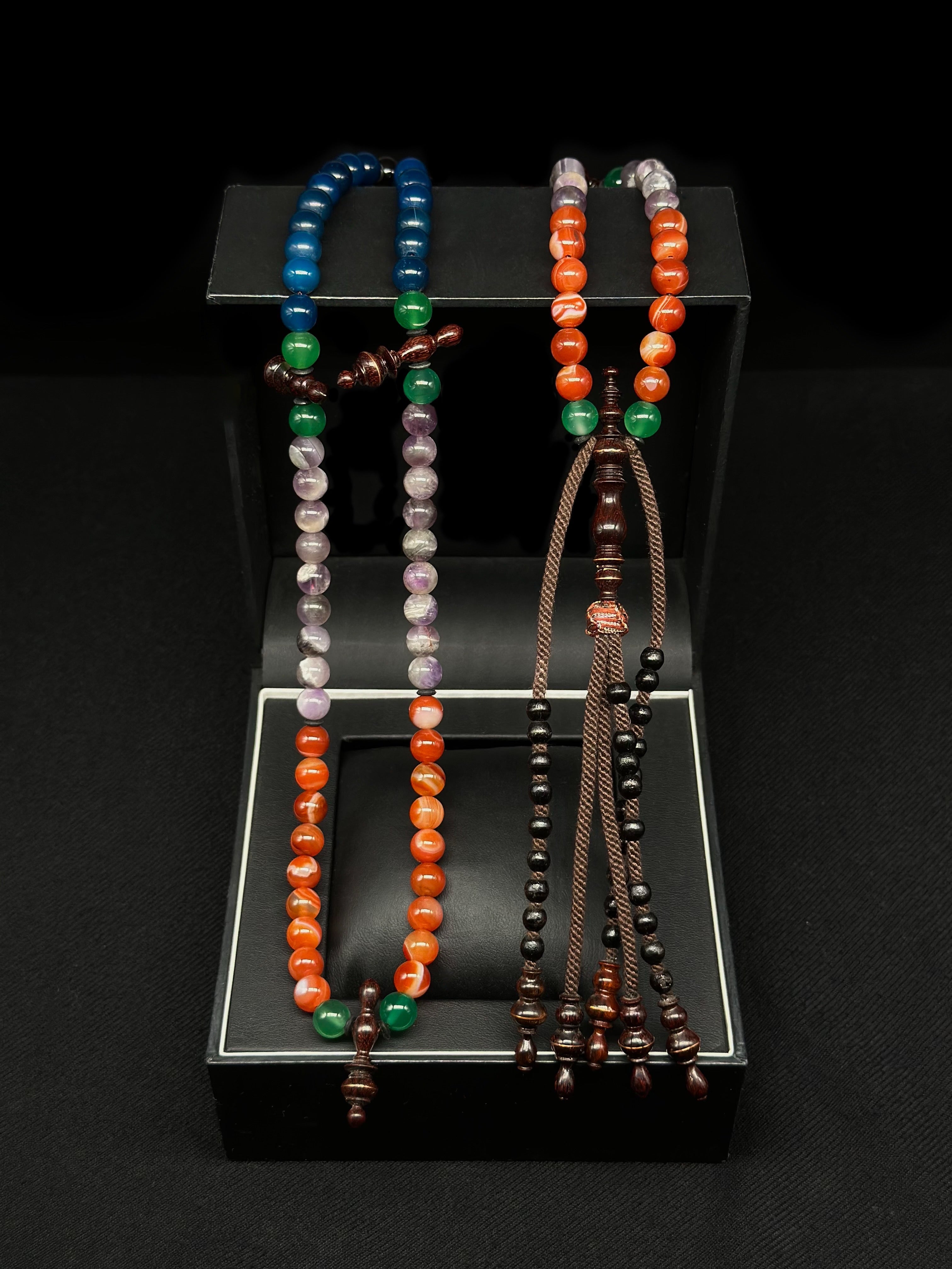 Carnelian x Amethyst x Green Jade x Aqeeq x Tamarind Tasbih