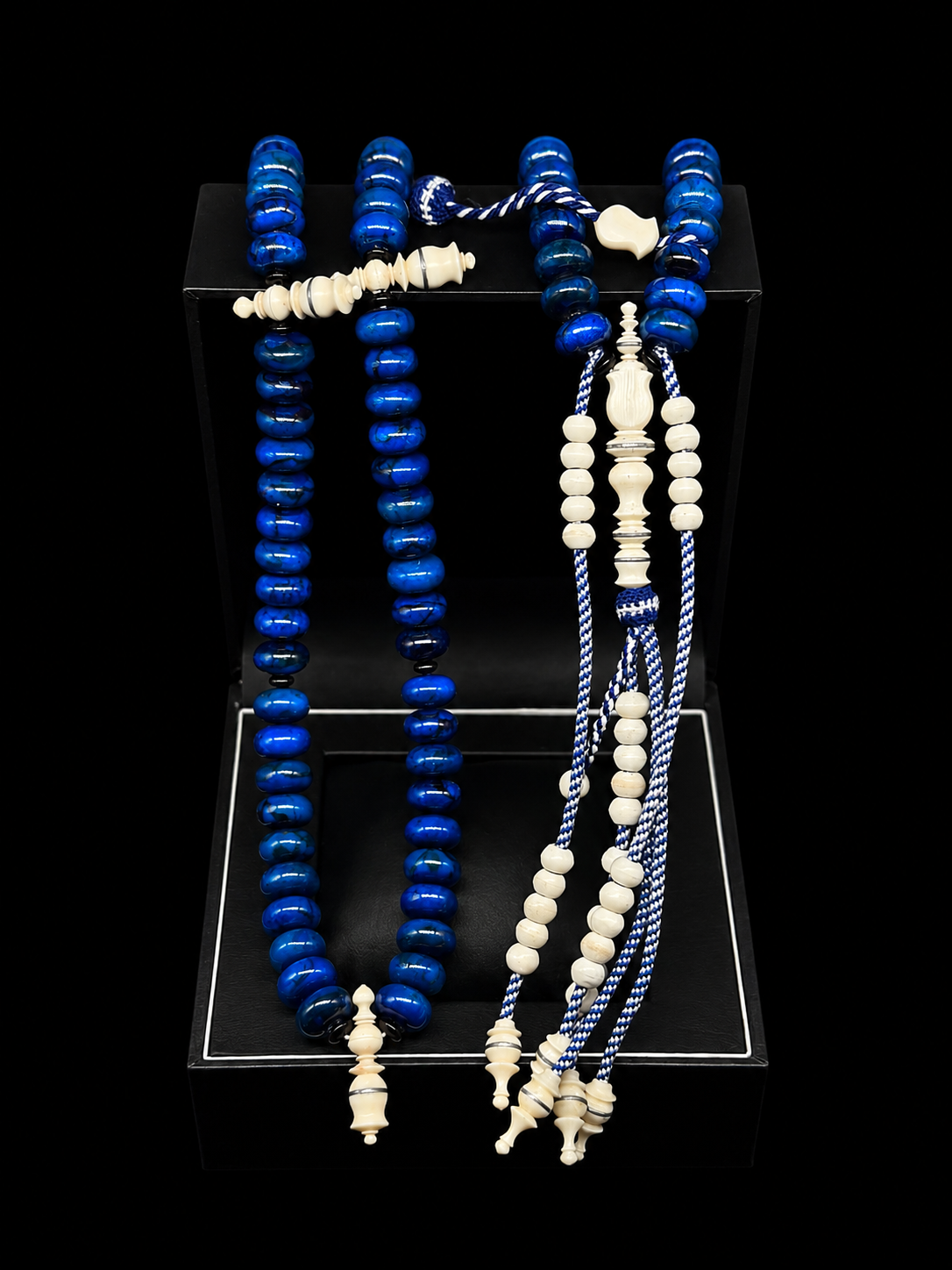 Lapis Blue Marjan x Cow Bone Tasbih