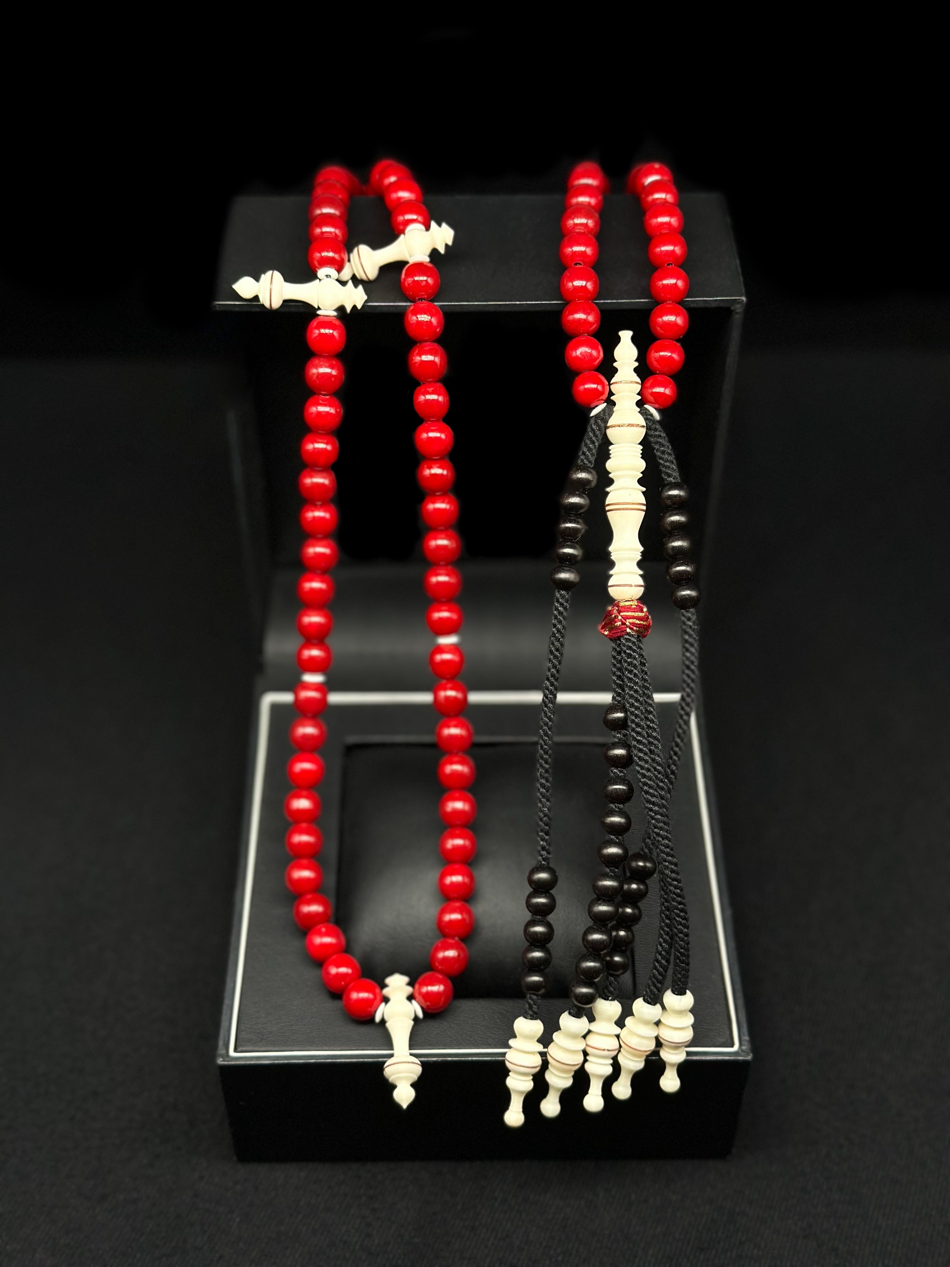 Red Marjan x Cow Bone Tasbih