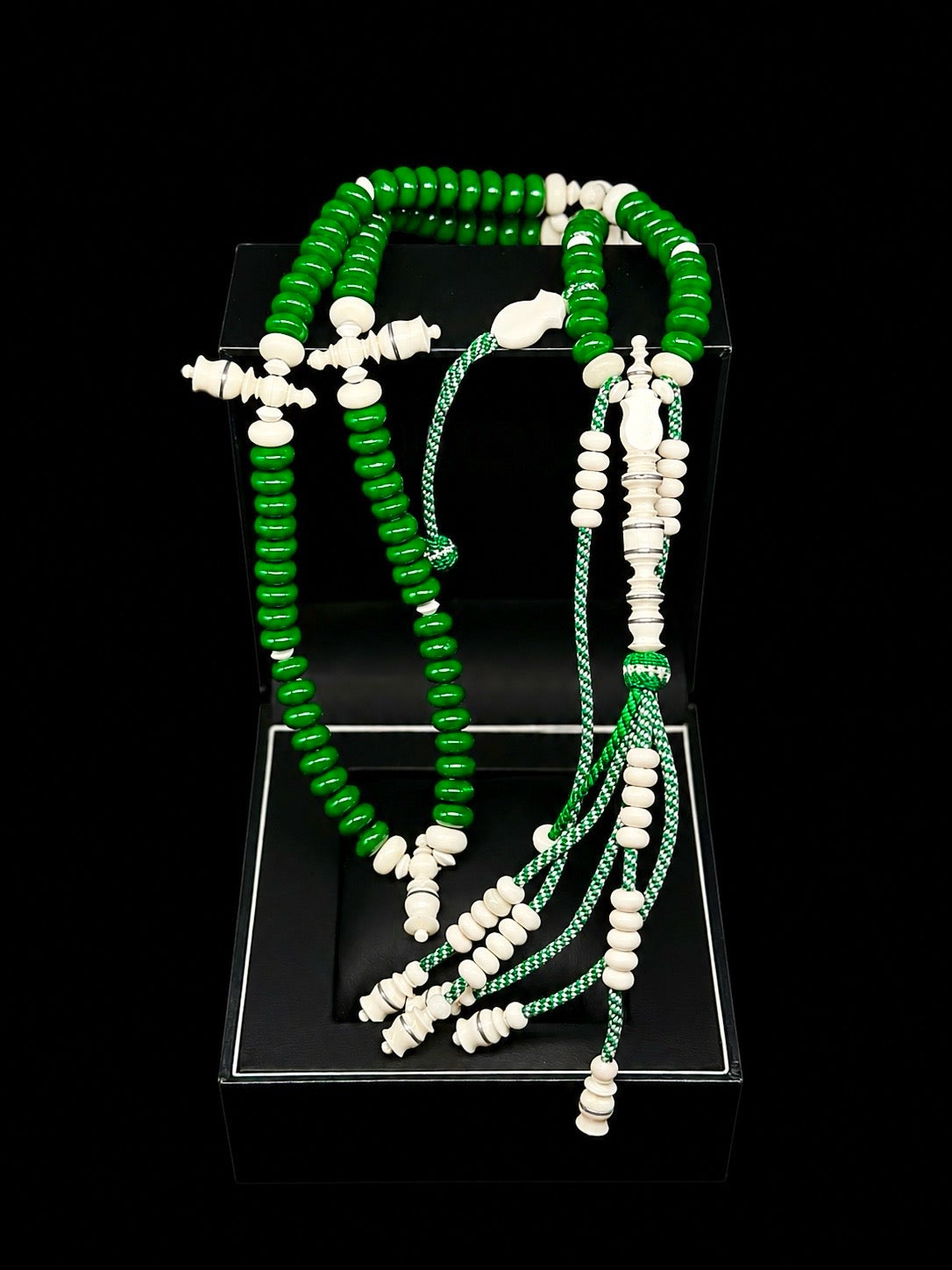 Green Marjan x Cow Bone Tasbih