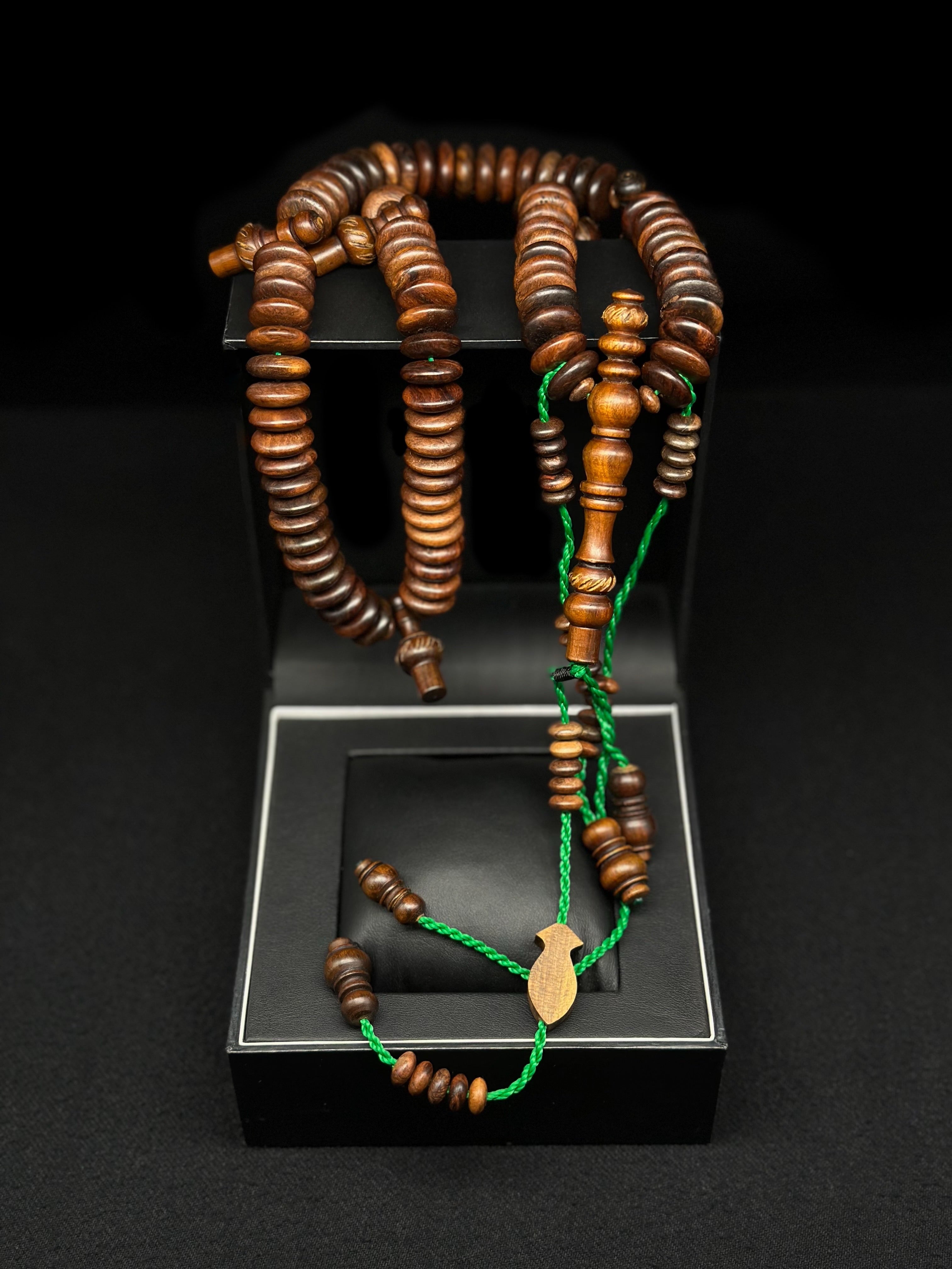 Pure Oud Agarwood Rumi Engraved Model Darqawi Tasbih (L)