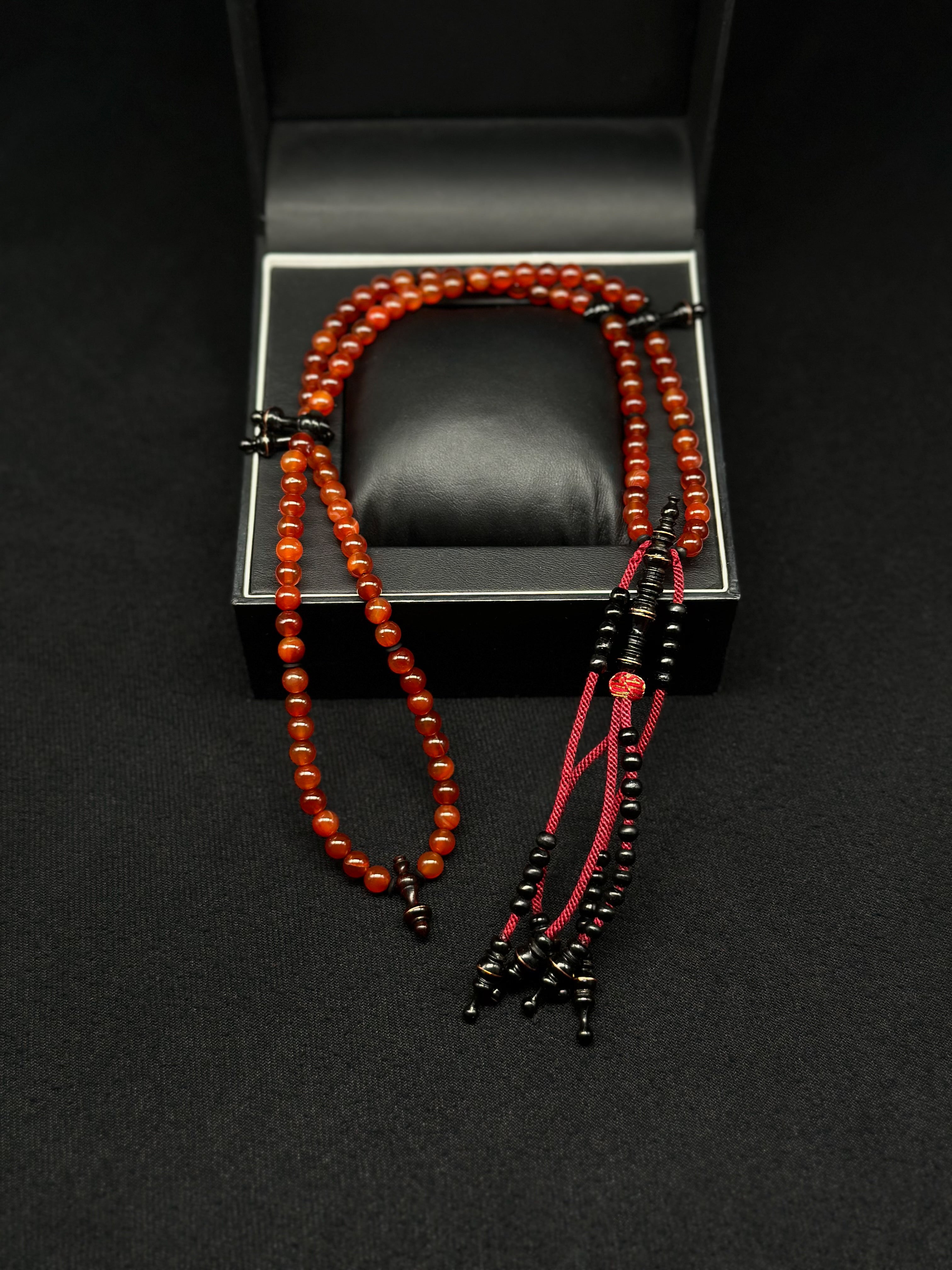 Red Carnelian x Ebony Tasbih Pocket Size (XXS)