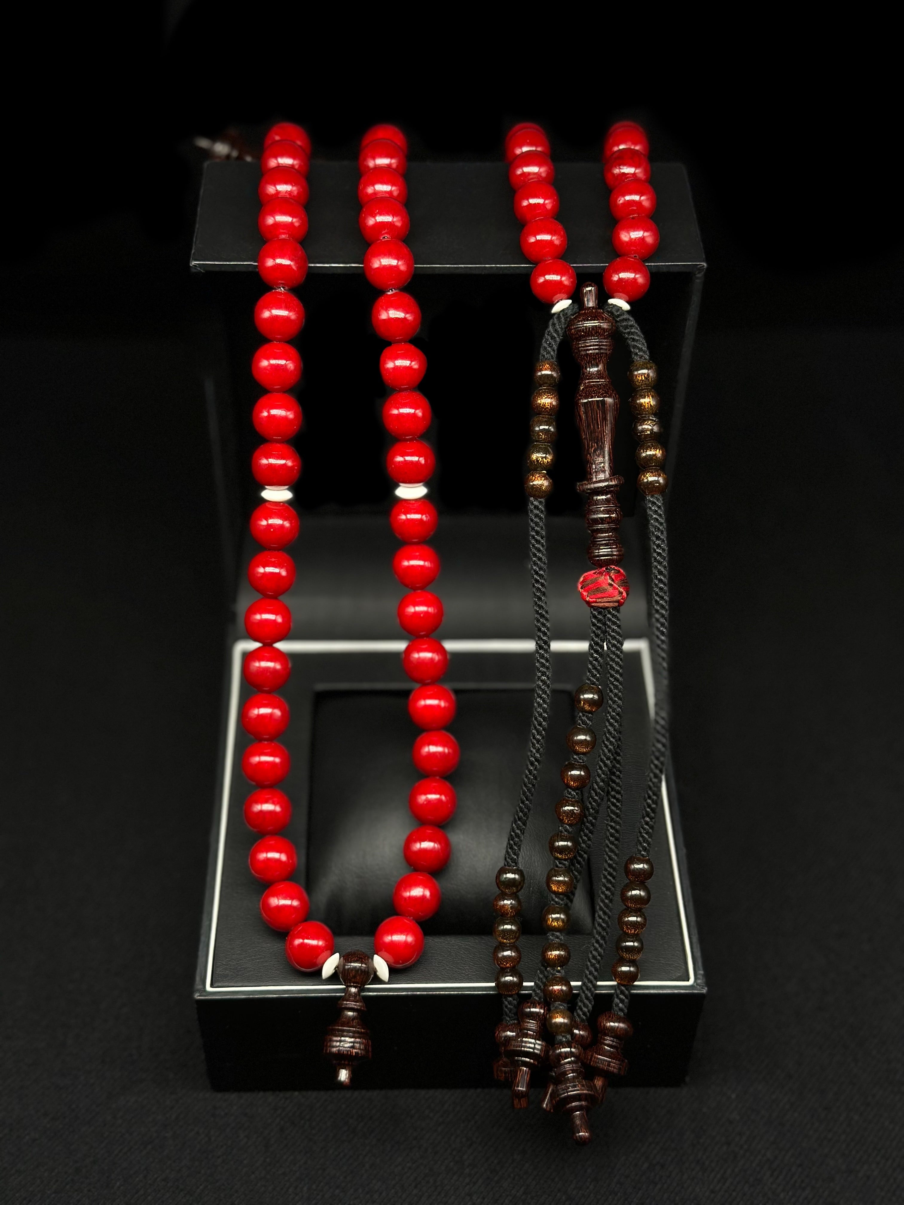 Red Marjan x Tamarind x Gold Yusr Tasbih (XL)