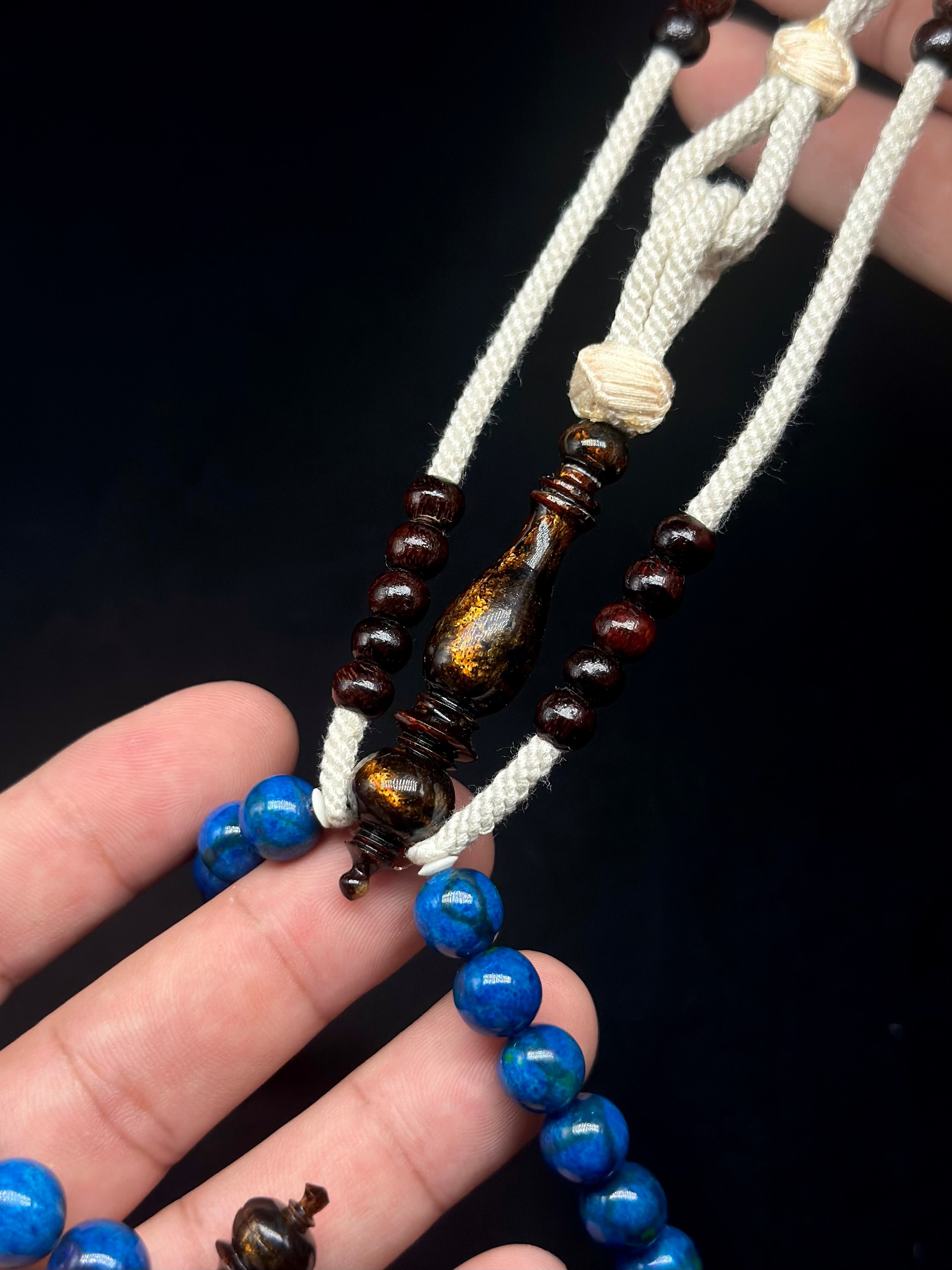 Blue Marjan x Gold Yusr x Tamarind x Oud Agarwood Tasbih